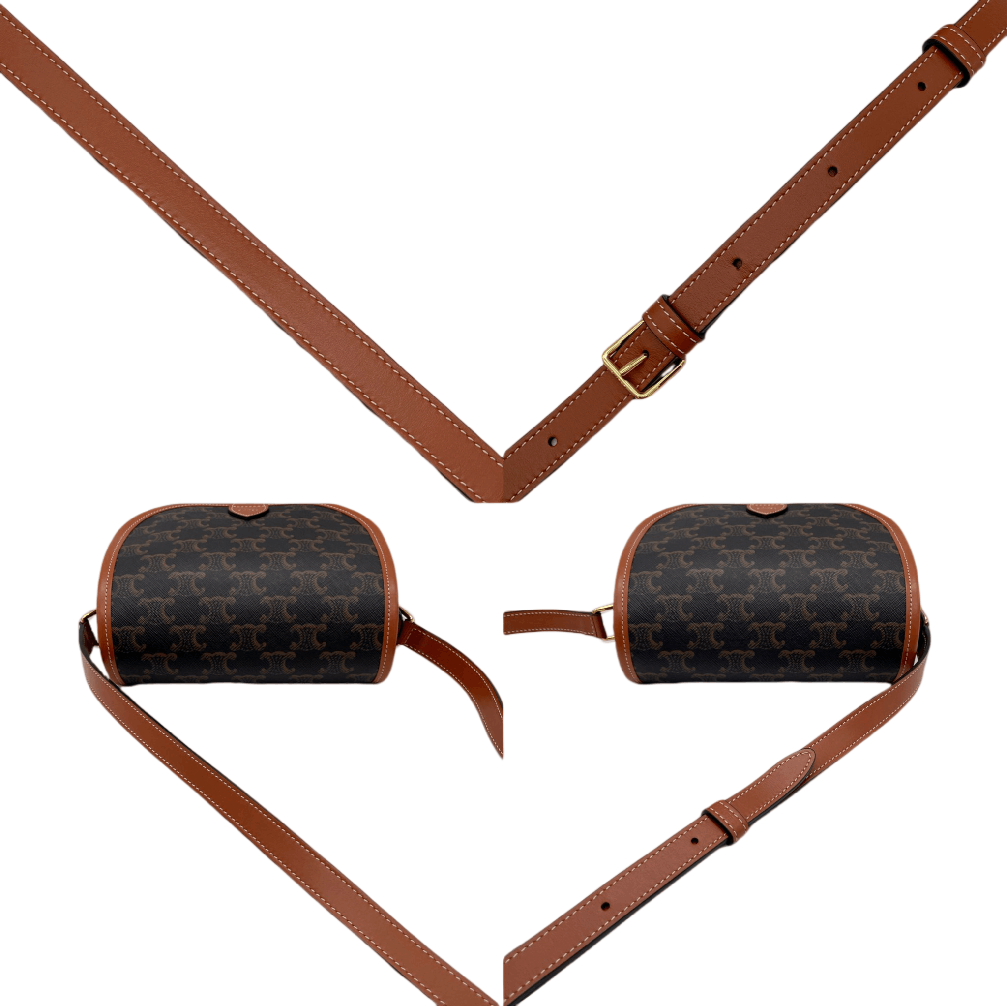 Celine Great Condition Celine Medium Folco Bag In Triomphe Canvas &Amp; Calfskin Crossbody Shoulder Size ONE SIZE - 13 Thumbnail