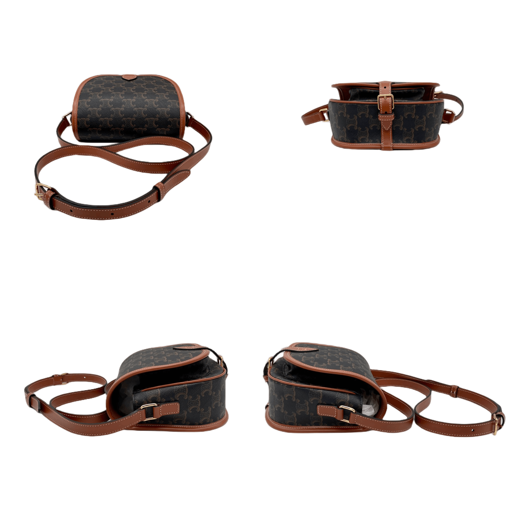 Celine Great Condition Celine Medium Folco Bag In Triomphe Canvas &Amp; Calfskin Crossbody Shoulder Size ONE SIZE - 10 Thumbnail