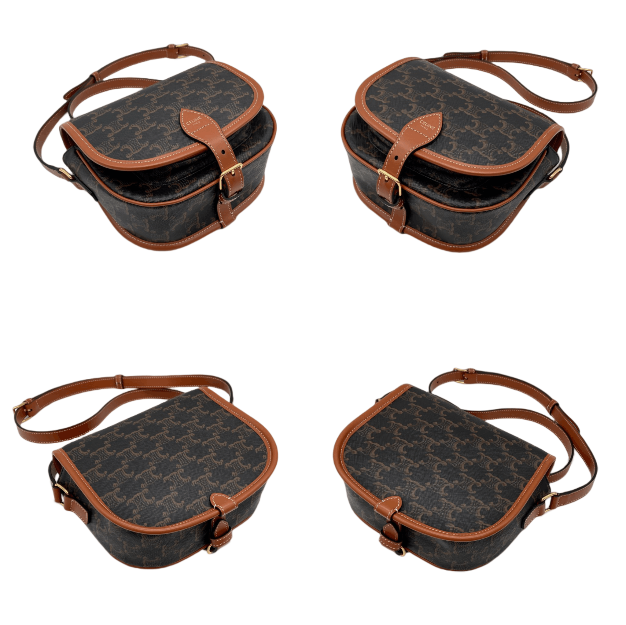 Celine Great Condition Celine Medium Folco Bag In Triomphe Canvas &Amp; Calfskin Crossbody Shoulder Size ONE SIZE - 11 Thumbnail