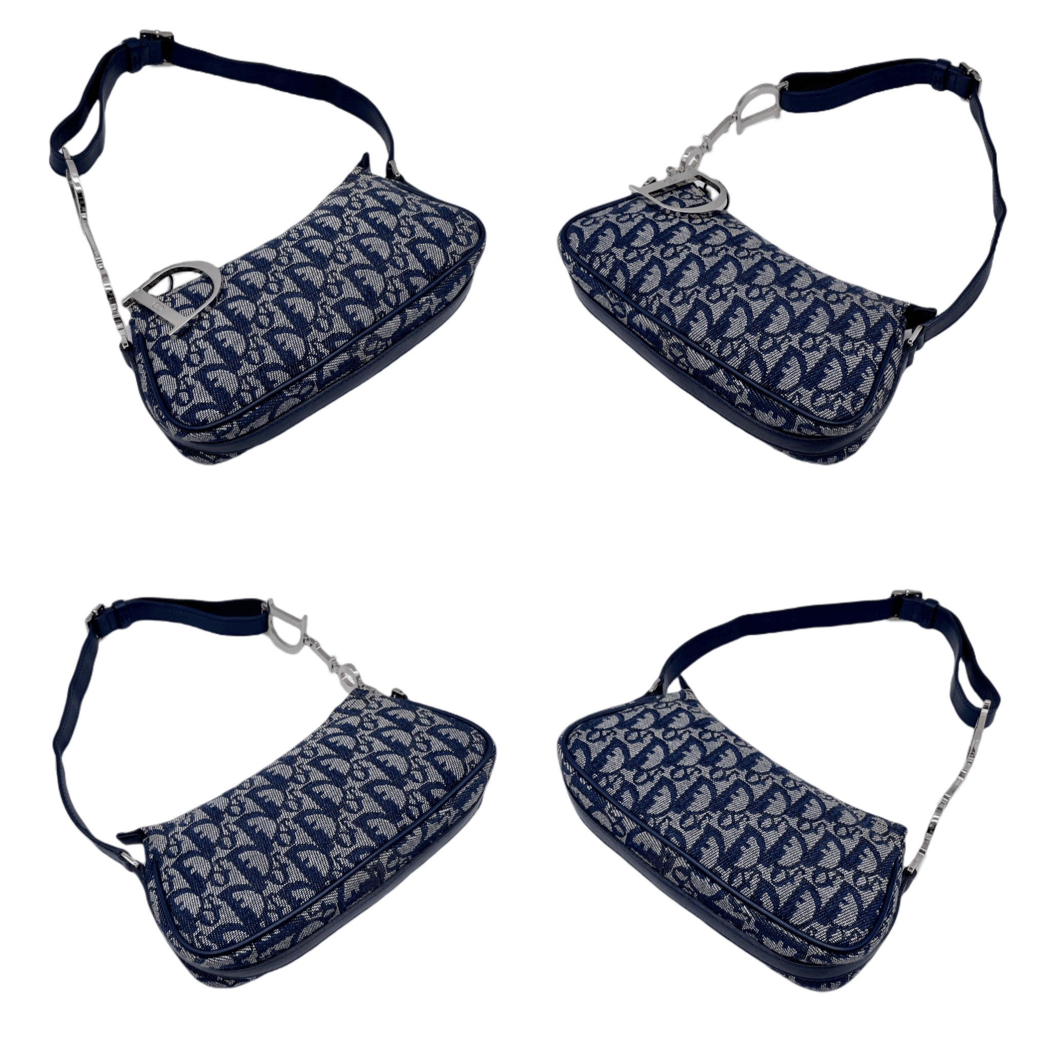 Dior Christian Dior Trotter Canvas D Pendant Shoulder Bag/Pouch Navy &Amp; Silver Size ONE SIZE - 9 Thumbnail