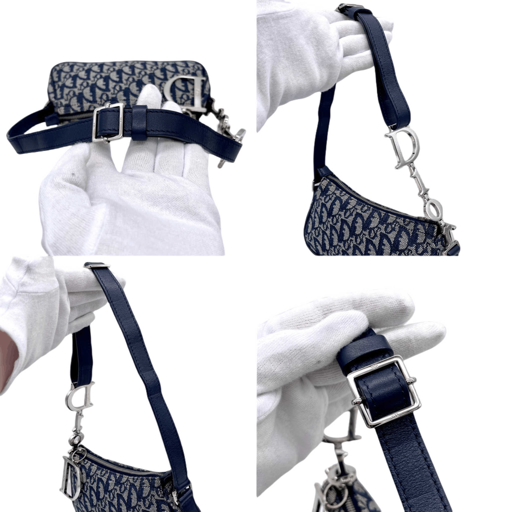 Dior Christian Dior Trotter Canvas D Pendant Shoulder Bag/Pouch Navy &Amp; Silver Size ONE SIZE - 8 Thumbnail