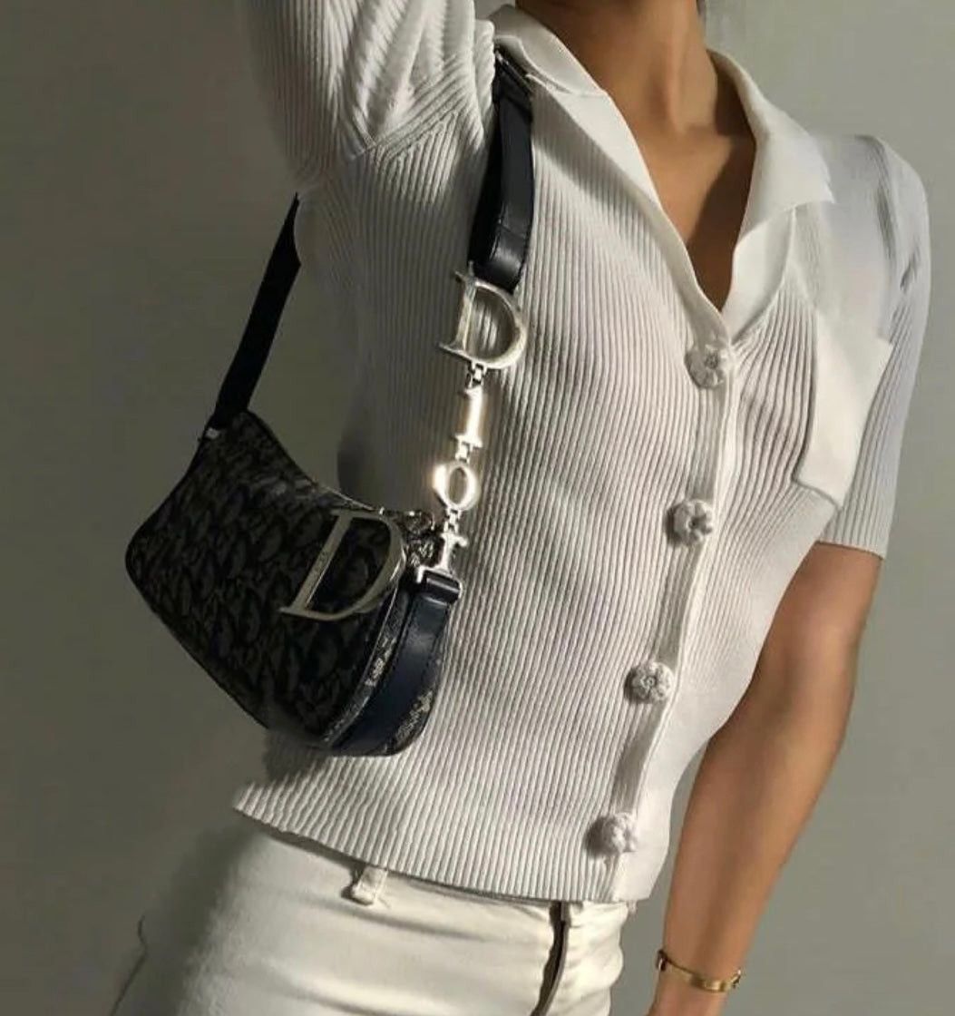 Dior Christian Dior Trotter Canvas D Pendant Shoulder Bag/Pouch Navy &Amp; Silver Size ONE SIZE - 3 Thumbnail