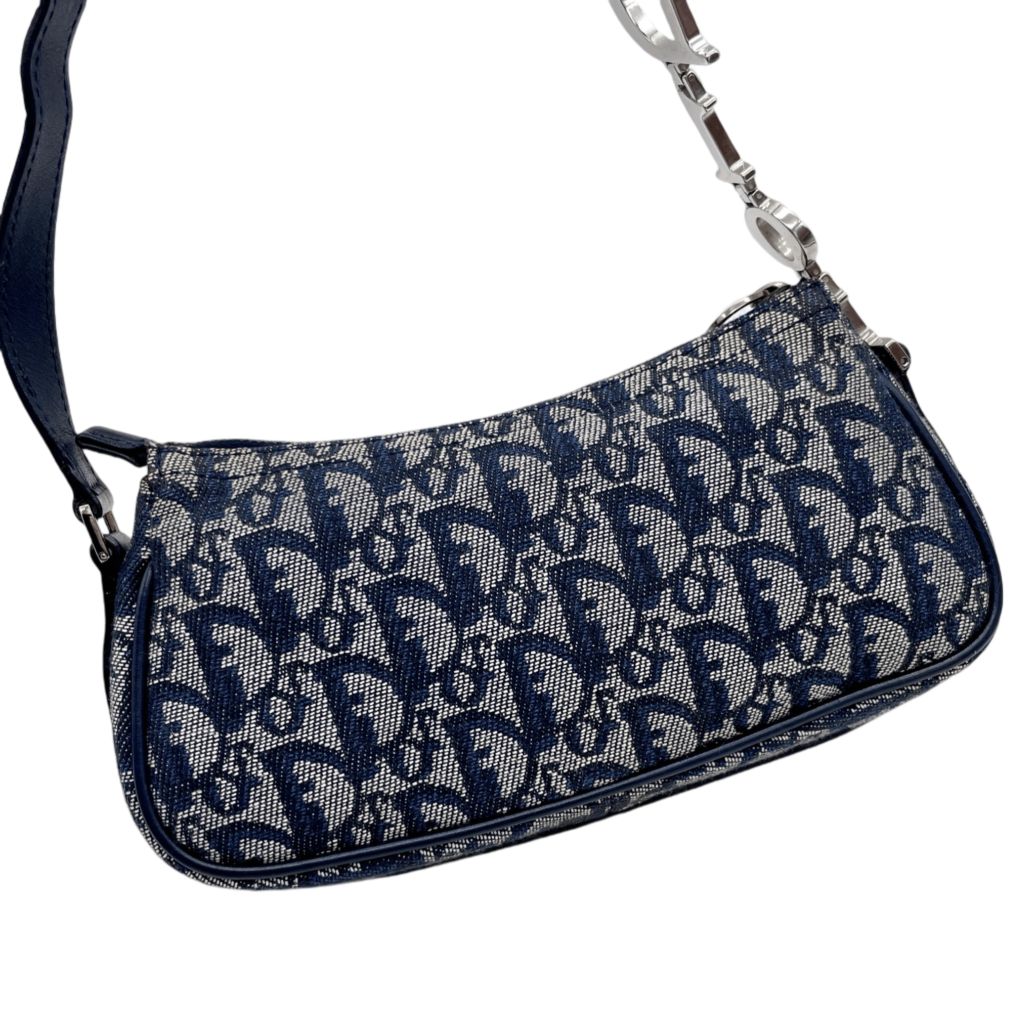Dior Christian Dior Trotter Canvas D Pendant Shoulder Bag/Pouch Navy &Amp; Silver Size ONE SIZE - 5 Thumbnail