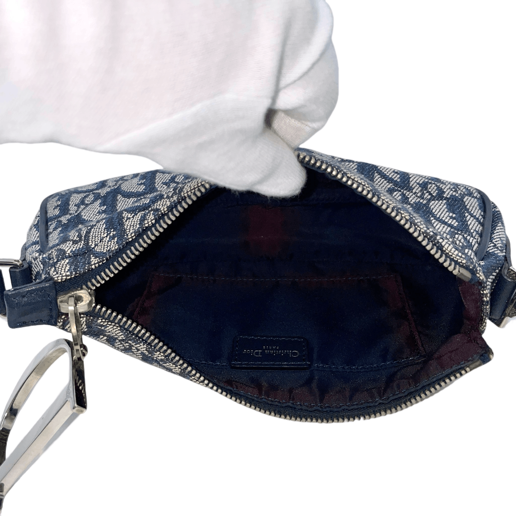 Dior Christian Dior Trotter Canvas D Pendant Shoulder Bag/Pouch Navy &Amp; Silver Size ONE SIZE - 12 Thumbnail