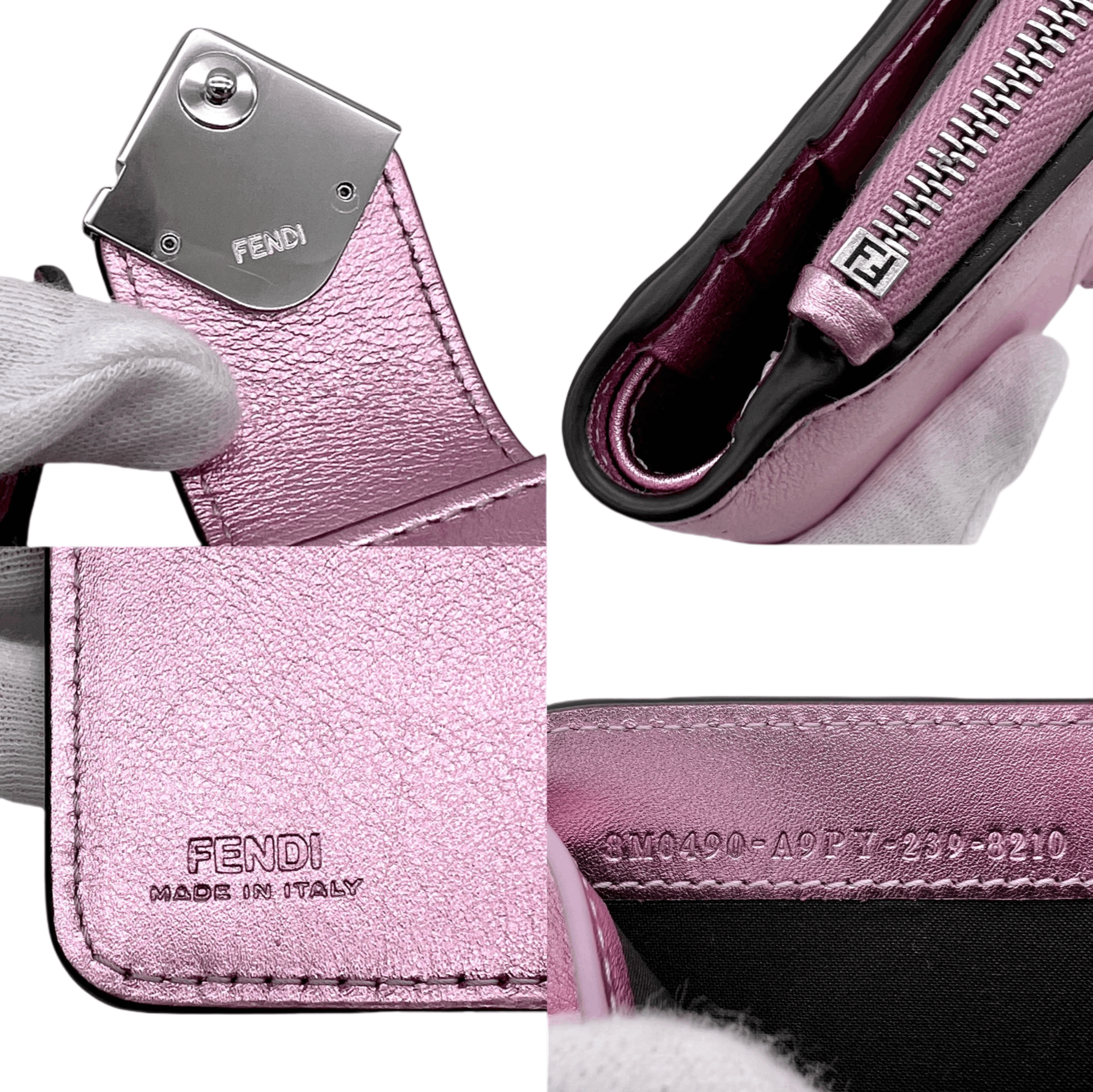 Fendi Fendi Ff Diamond Short Wallet Pink &Amp; Silver Size ONE SIZE - 9 Thumbnail