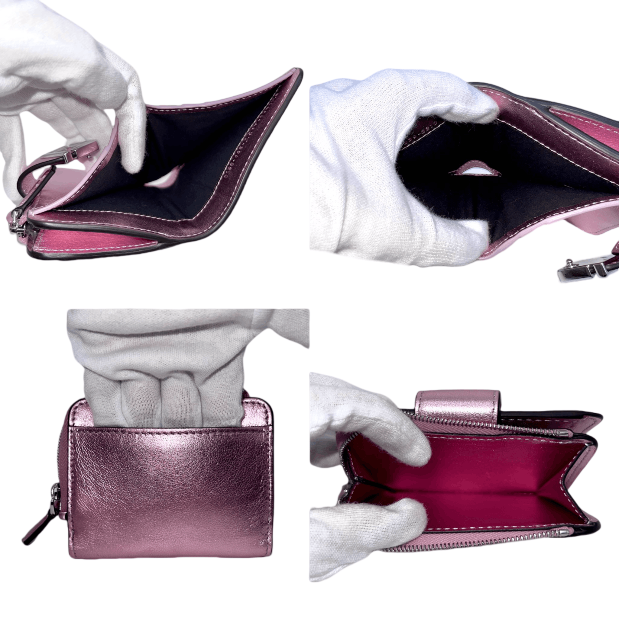Fendi Fendi Ff Diamond Short Wallet Pink &Amp; Silver Size ONE SIZE - 10 Thumbnail