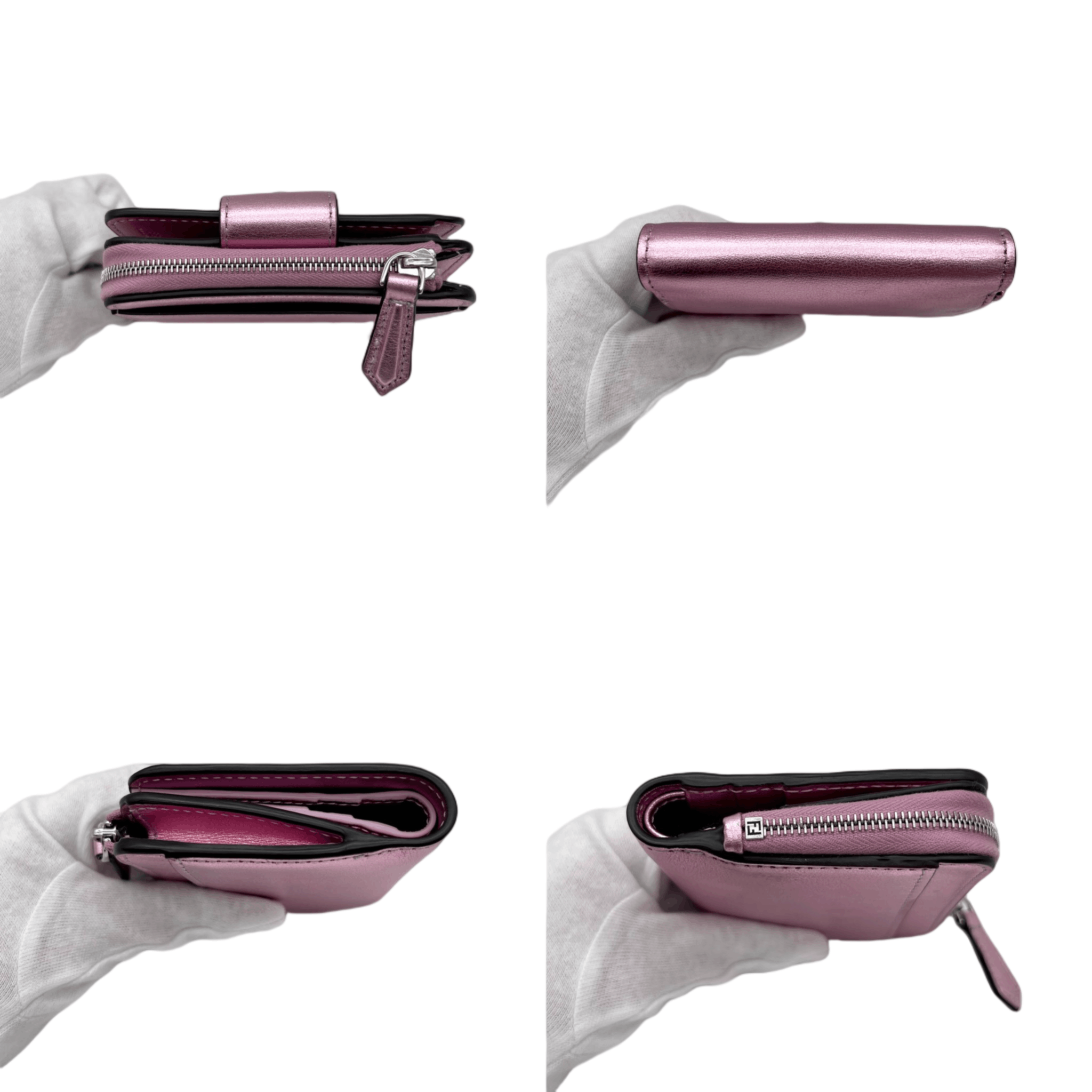 Fendi Fendi Ff Diamond Short Wallet Pink &Amp; Silver Size ONE SIZE - 6 Thumbnail