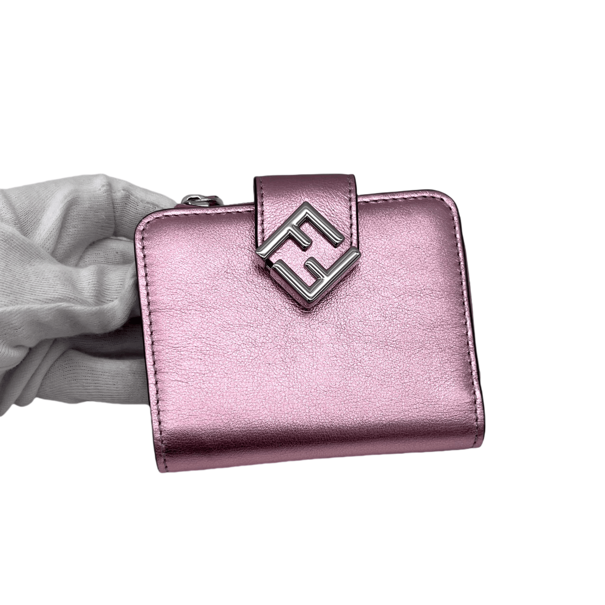 Fendi Fendi Ff Diamond Short Wallet Pink &Amp; Silver Size ONE SIZE - 4 Thumbnail