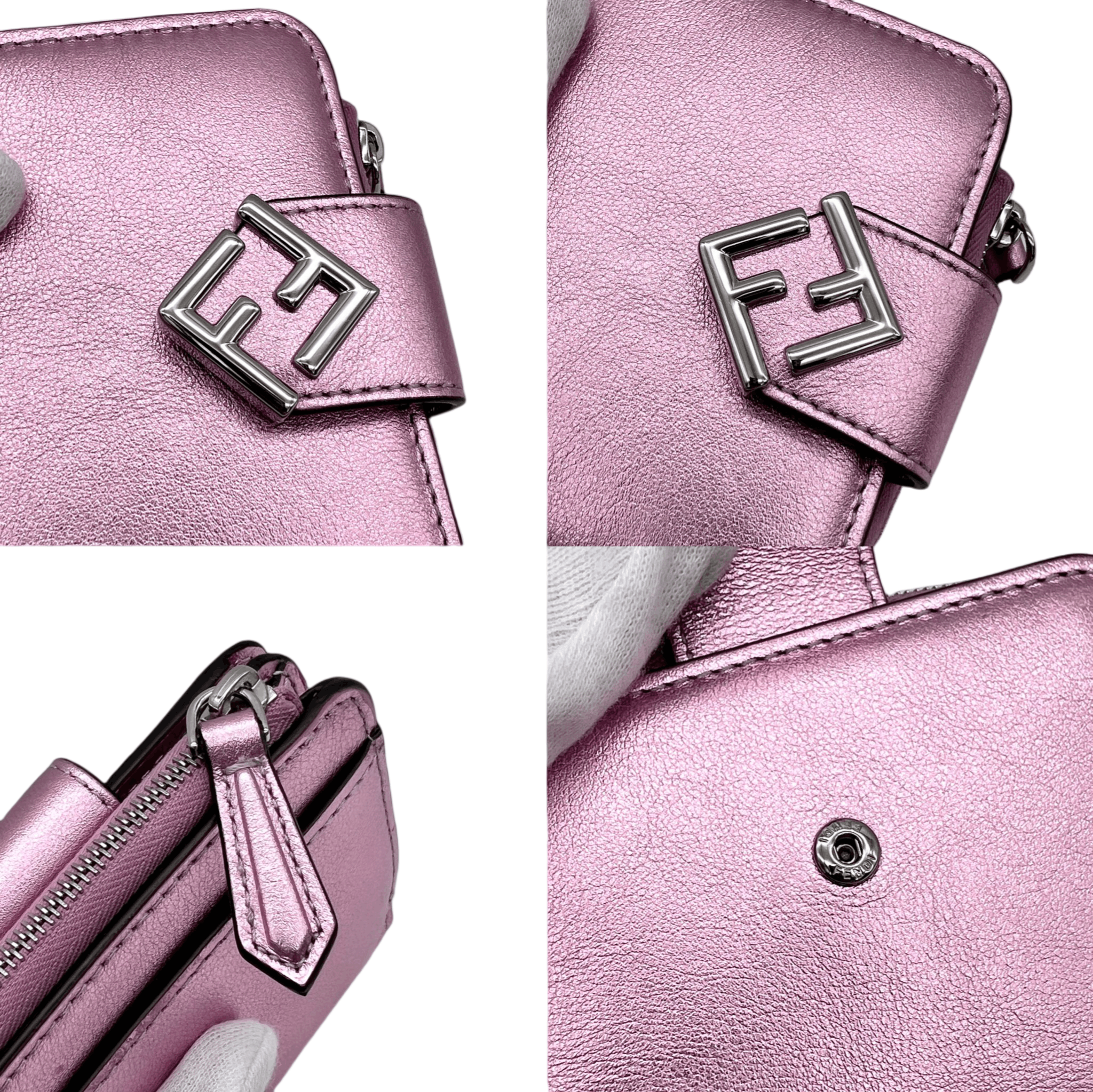 Fendi Fendi Ff Diamond Short Wallet Pink &Amp; Silver Size ONE SIZE - 8 Thumbnail