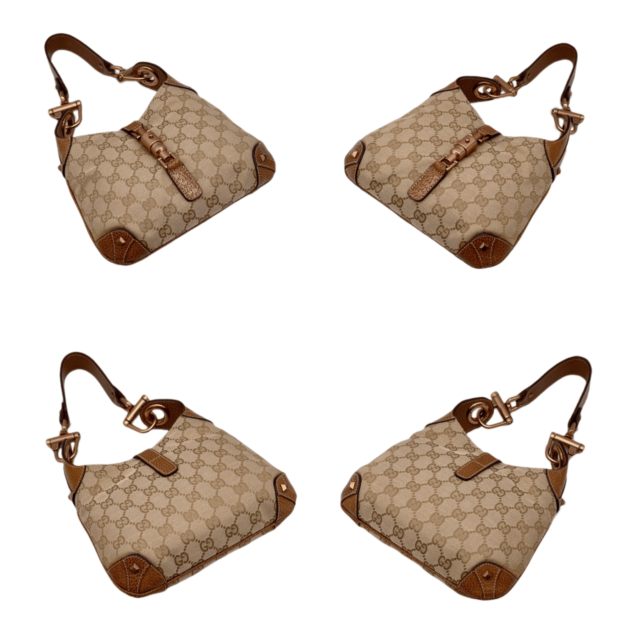 Gucci Gucci Gg Canvas Jackie Pm Shoulder Bag Brown &Amp; Gold Size ONE SIZE - 12 Thumbnail