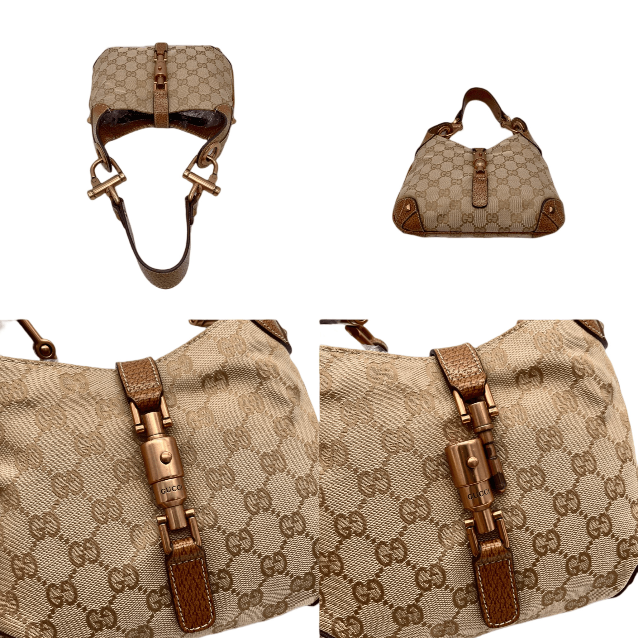 Gucci Gucci Gg Canvas Jackie Pm Shoulder Bag Brown &Amp; Gold Size ONE SIZE - 9 Thumbnail