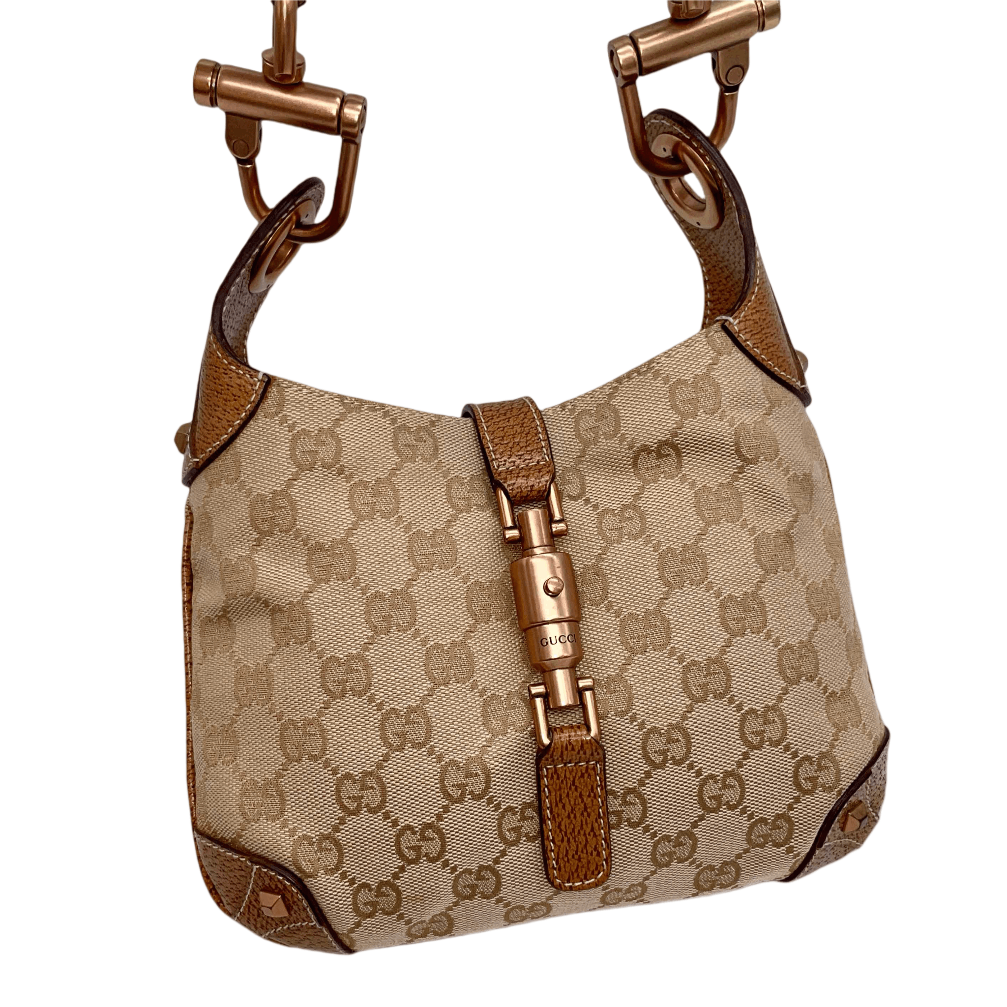 Gucci Gucci Gg Canvas Jackie Pm Shoulder Bag Brown &Amp; Gold Size ONE SIZE - 7 Thumbnail