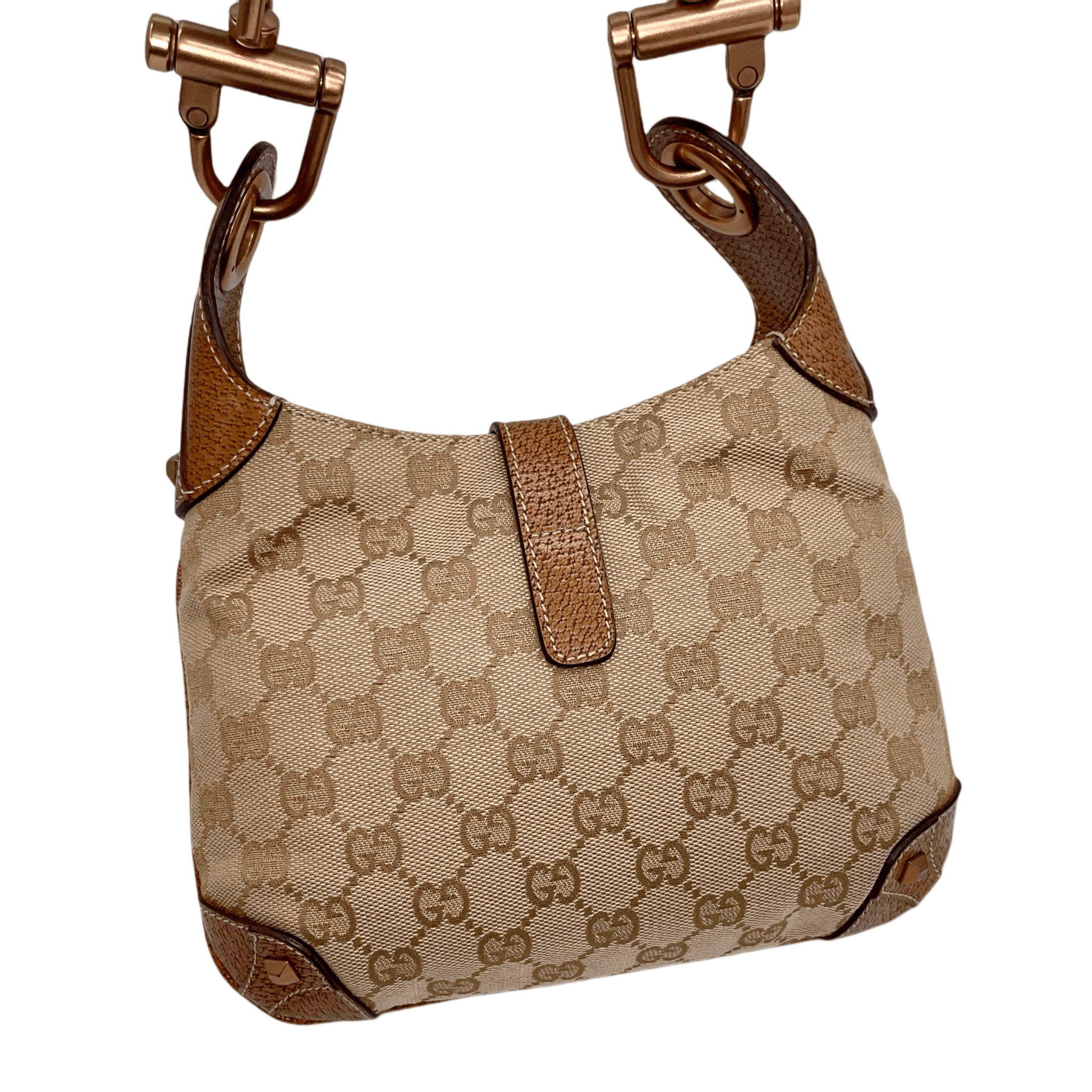 Gucci Gucci Gg Canvas Jackie Pm Shoulder Bag Brown &Amp; Gold Size ONE SIZE - 6 Thumbnail