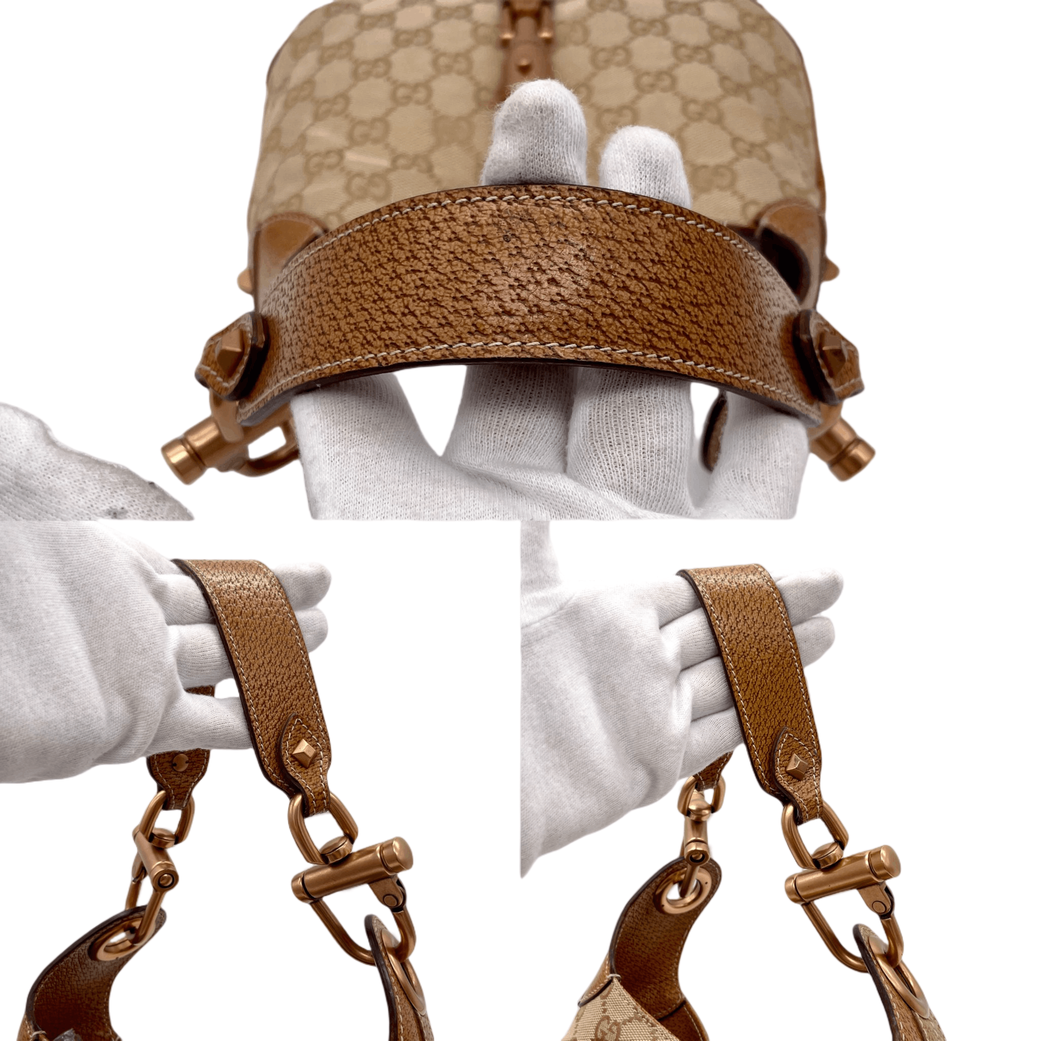 Gucci Gucci Gg Canvas Jackie Pm Shoulder Bag Brown &Amp; Gold Size ONE SIZE - 8 Thumbnail