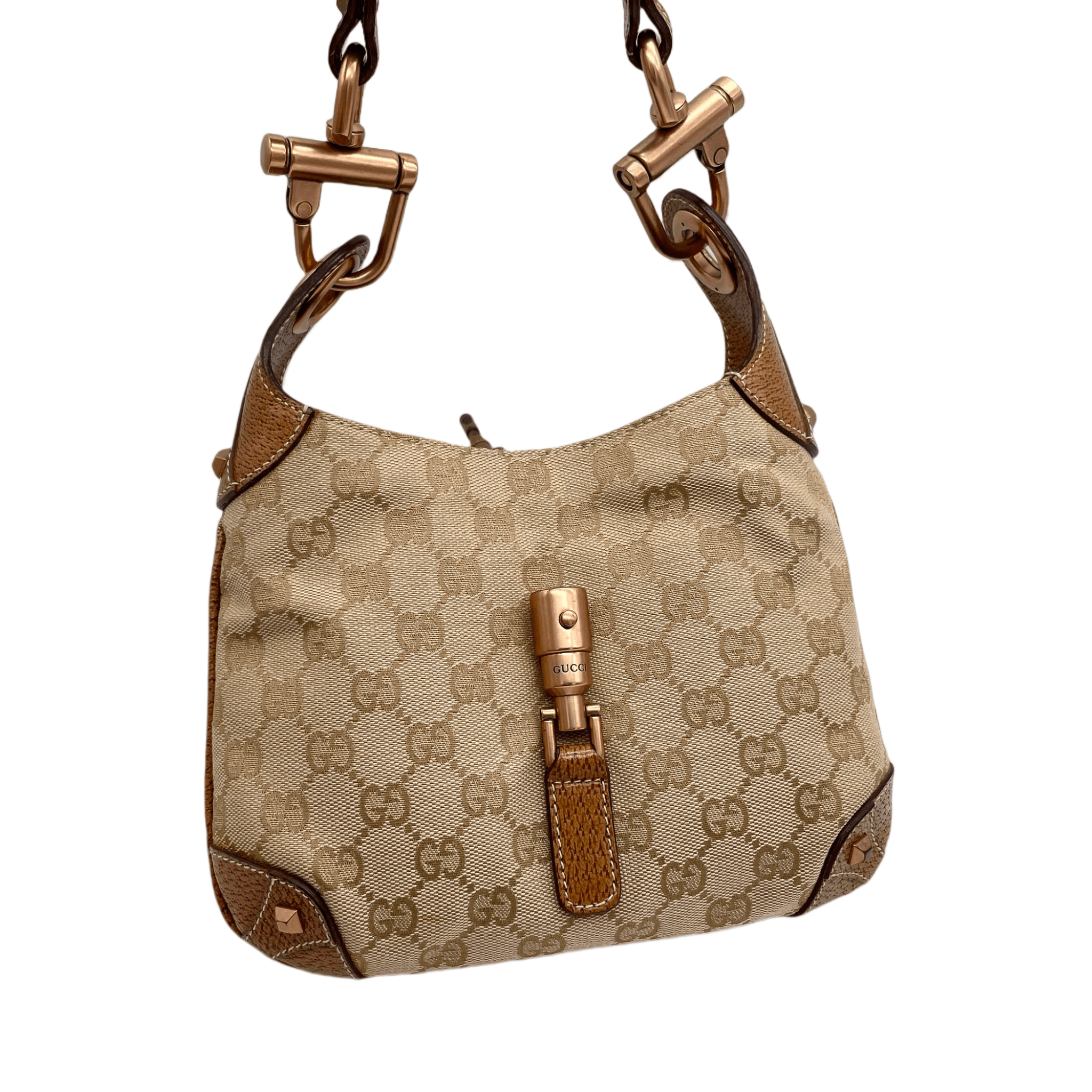 Gucci Gucci Gg Canvas Jackie Pm Shoulder Bag Brown &Amp; Gold Size ONE SIZE - 5 Thumbnail