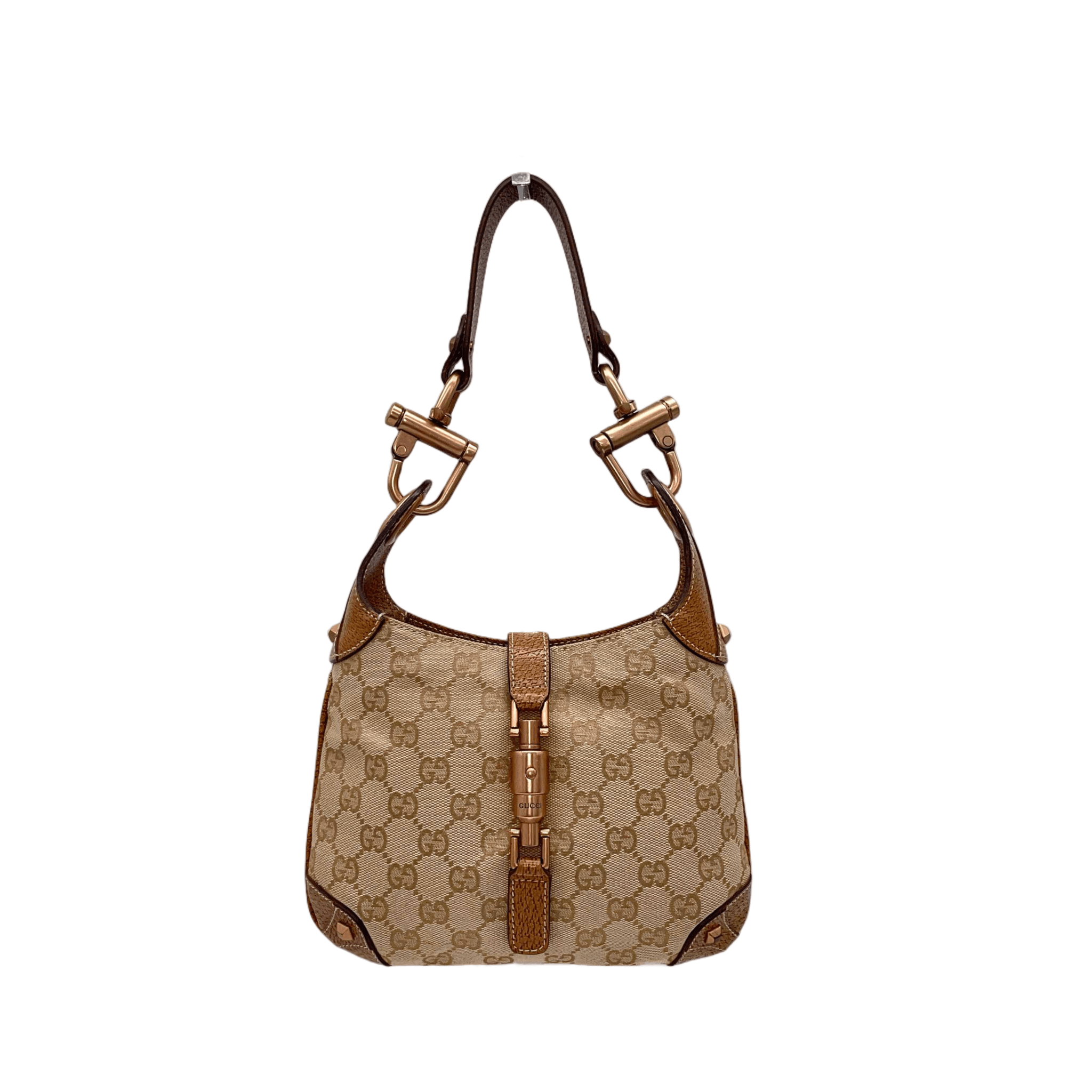 Gucci Gucci Gg Canvas Jackie Pm Shoulder Bag Brown &Amp; Gold Size ONE SIZE - 4 Thumbnail
