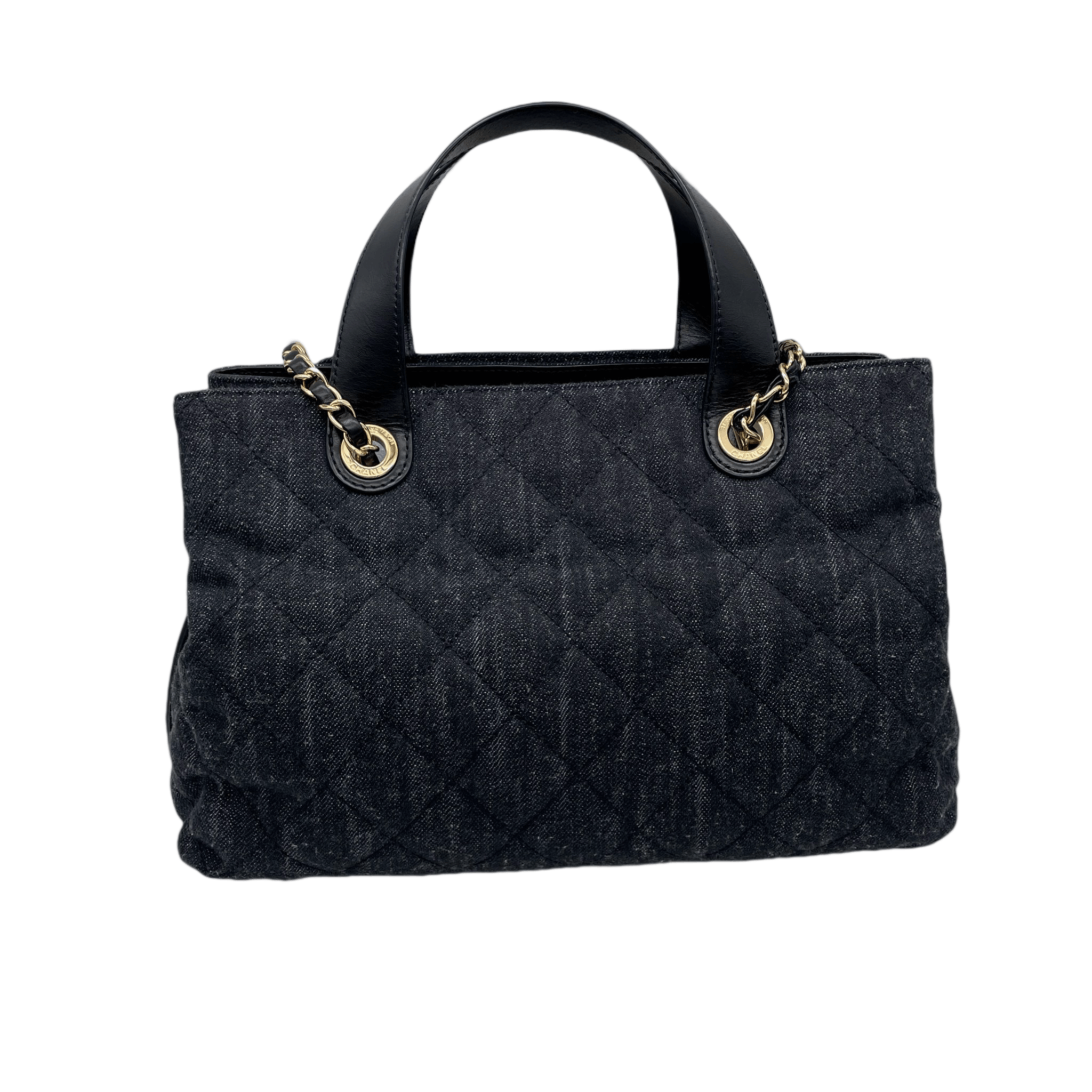 Chanel Chanel Matelassé Denim Cc Logo Pendant 2-Way Chain Shoulder Tote Bag Black &Amp; Gold Size ONE SIZE - 7 Thumbnail