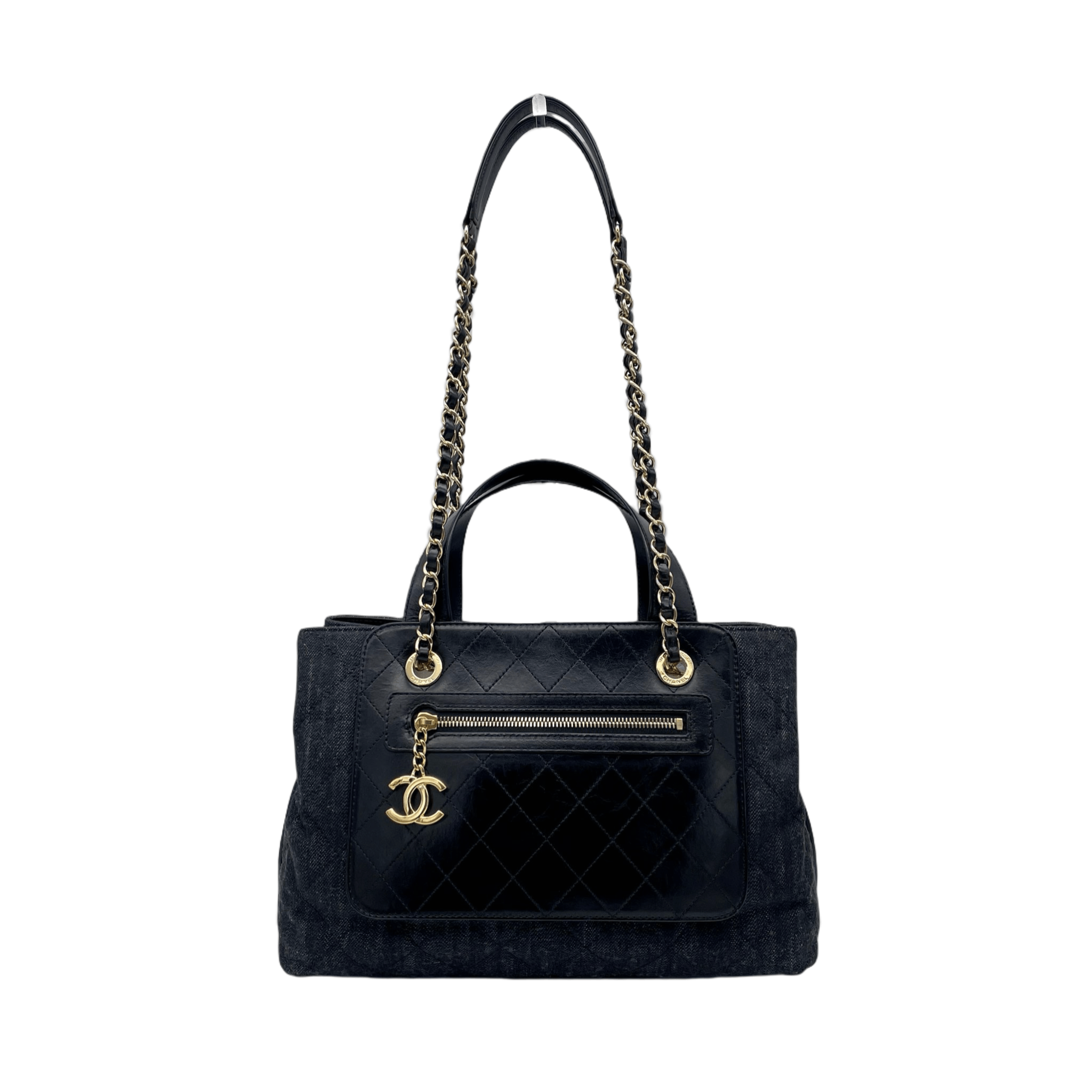 Chanel Chanel Matelassé Denim Cc Logo Pendant 2-Way Chain Shoulder Tote Bag Black &Amp; Gold Size ONE SIZE - 5 Thumbnail