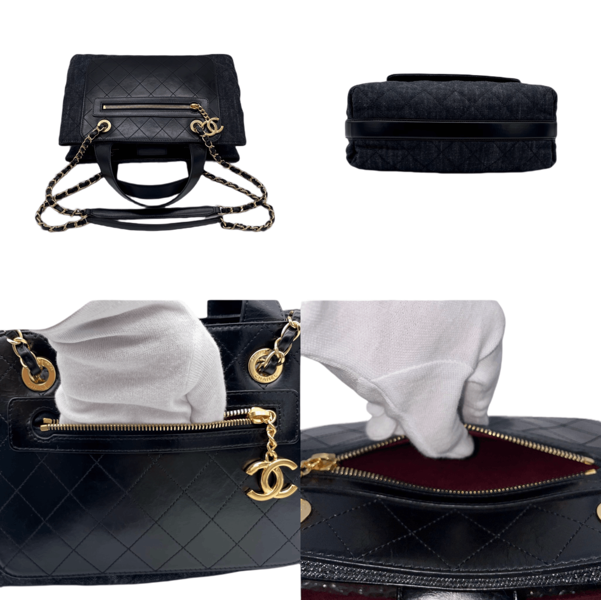 Chanel Chanel Matelassé Denim Cc Logo Pendant 2-Way Chain Shoulder Tote Bag Black &Amp; Gold Size ONE SIZE - 8 Thumbnail