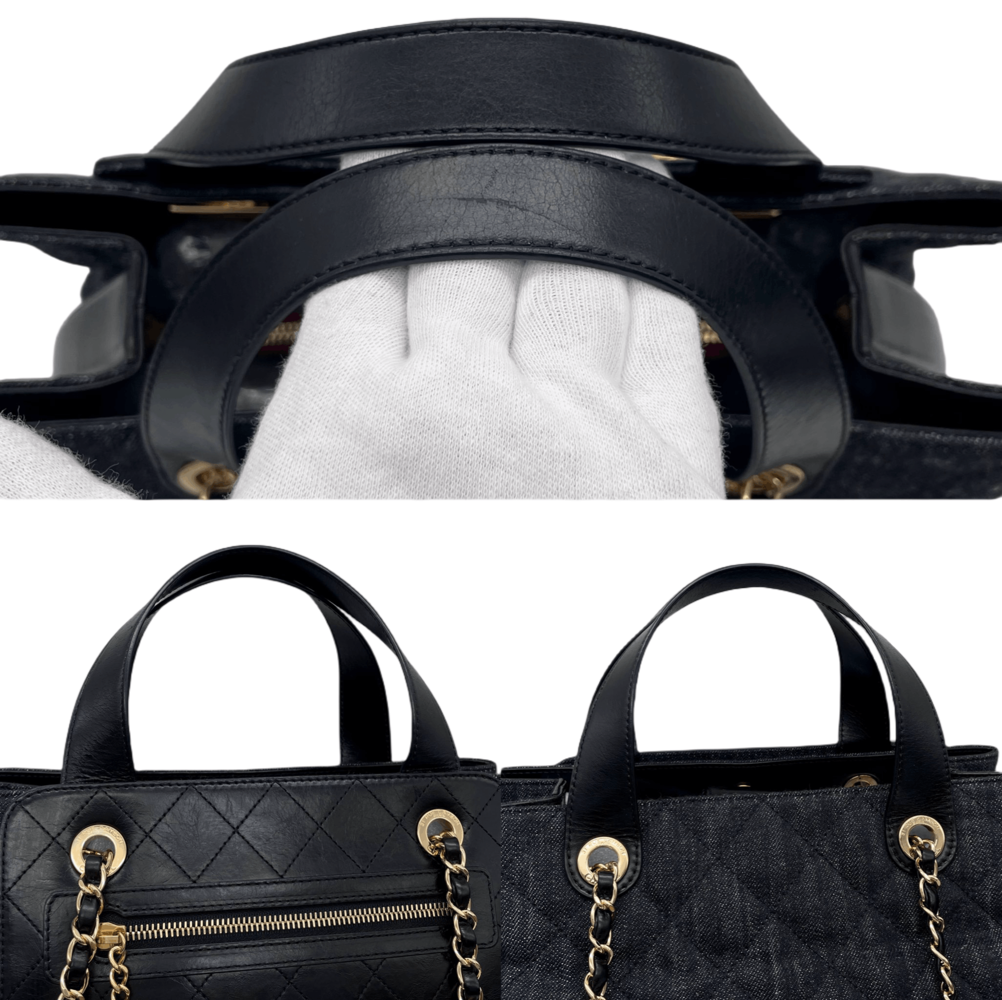 Chanel Chanel Matelassé Denim Cc Logo Pendant 2-Way Chain Shoulder Tote Bag Black &Amp; Gold Size ONE SIZE - 9 Thumbnail