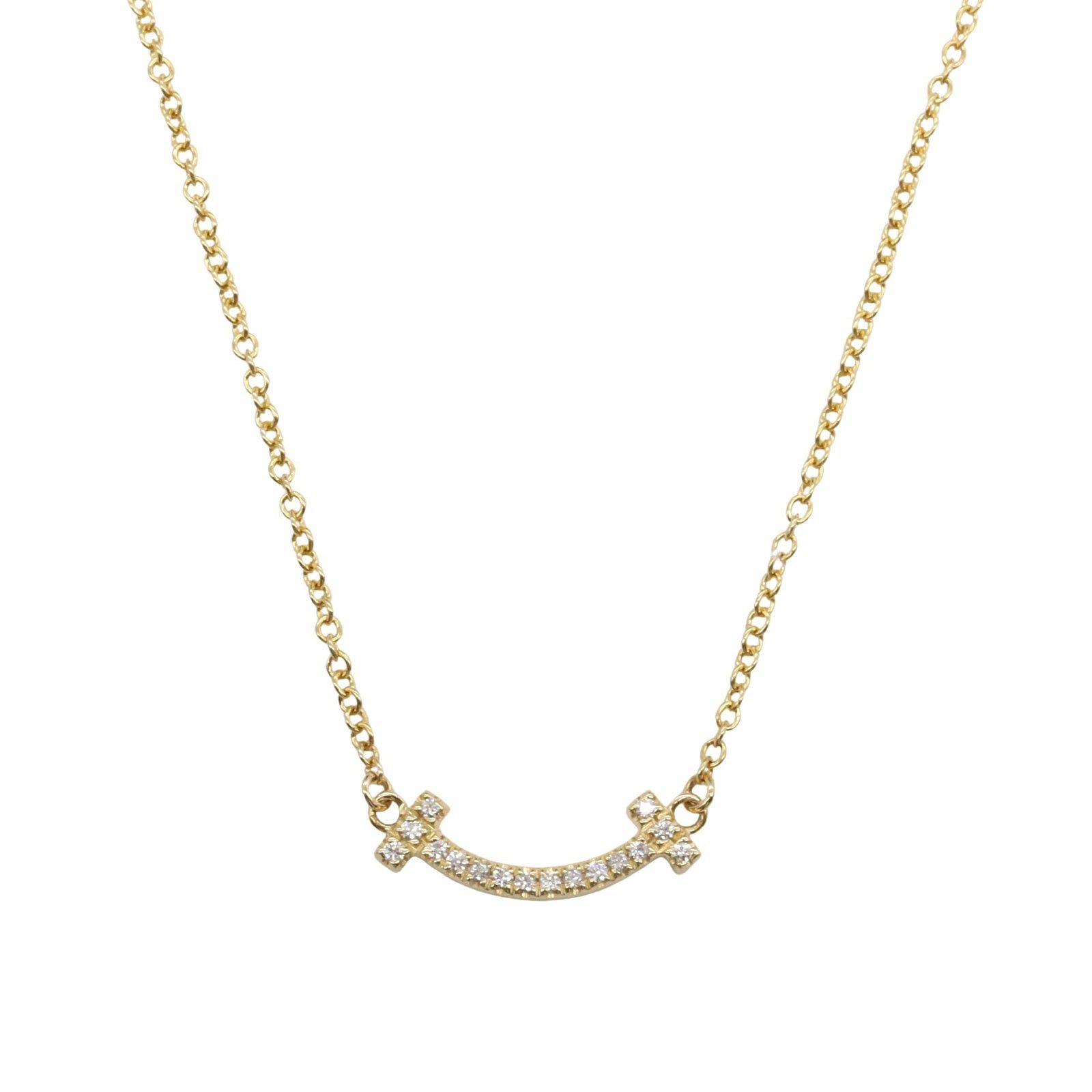 Tiffany & Co. Tiffany Co T Smile Mini Diamond Necklace K18 (Yellow Gold) Clear Size ONE SIZE - 2 Thumbnail