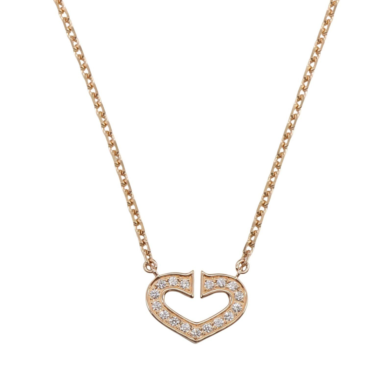 Cartier Cartier C Heart Diamond Necklace K18Pg (Pink Gold) Clear Size ONE SIZE - 2 Thumbnail