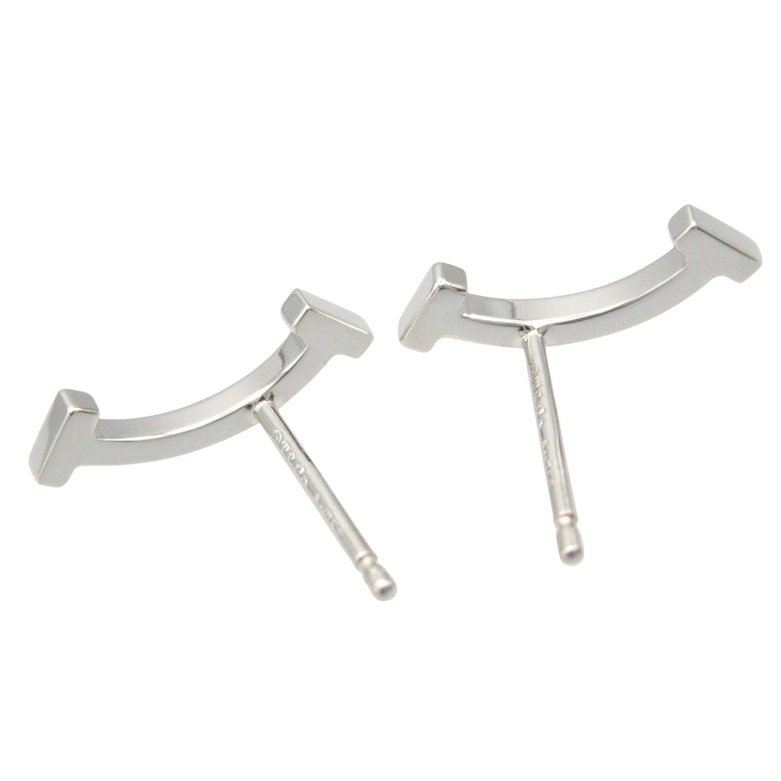 Tiffany & Co. Tiffany Co T-Smile Earrings K18Wg (White Gold) Silver Size ONE SIZE - 3 Thumbnail
