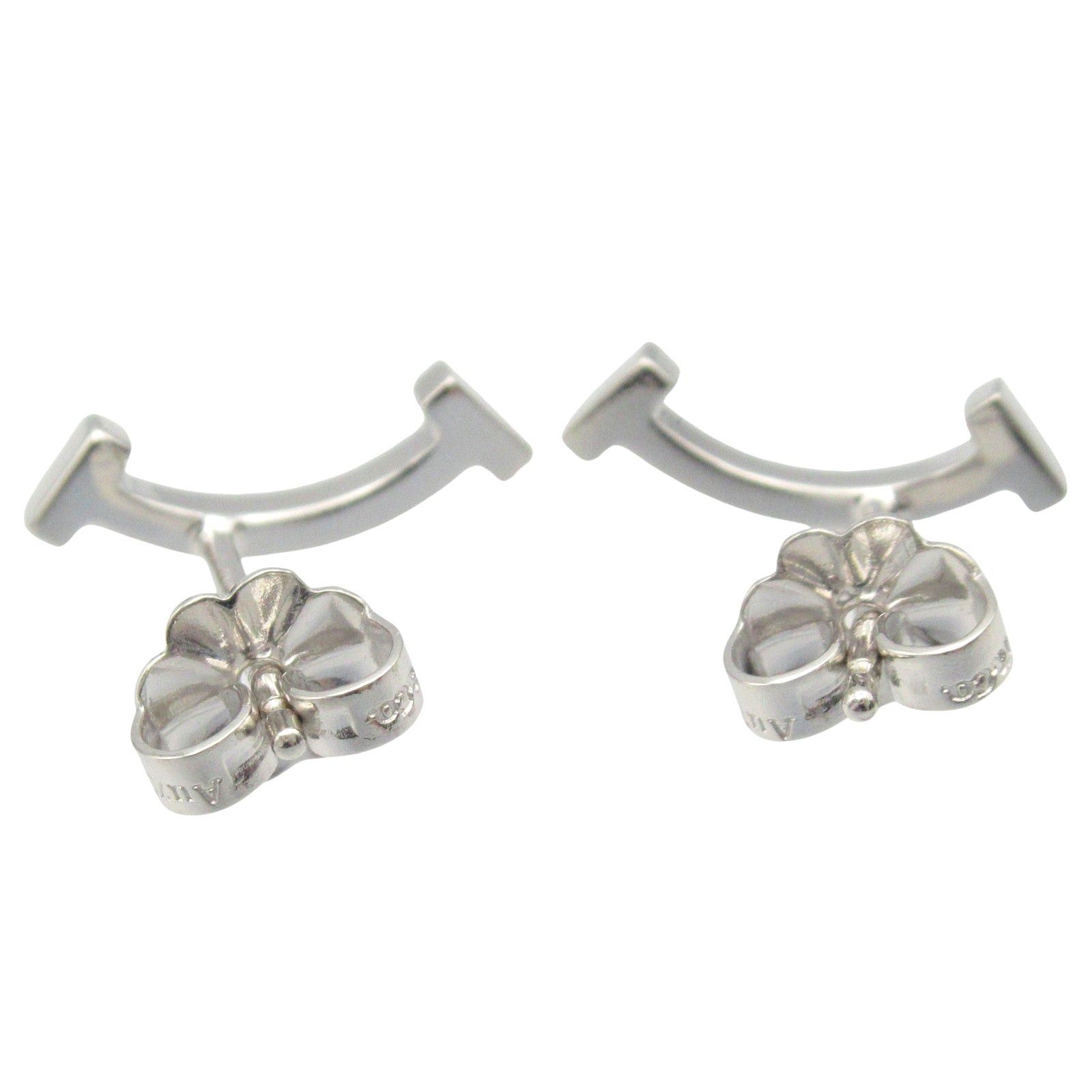 Tiffany & Co. Tiffany Co T-Smile Earrings K18Wg (White Gold) Silver Size ONE SIZE - 2 Thumbnail