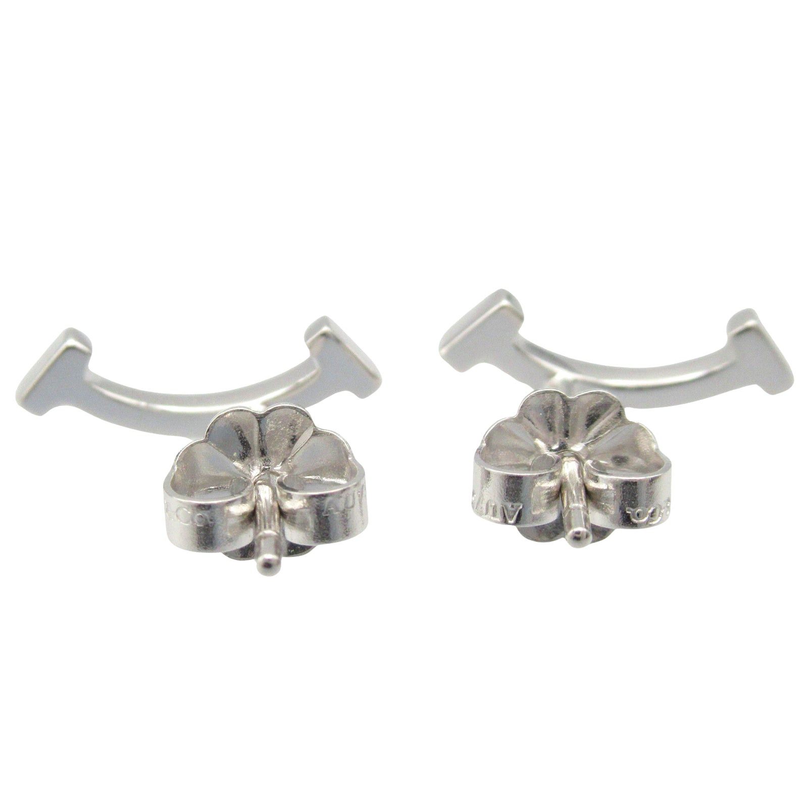 Tiffany & Co. Tiffany Co T-Smile Earrings K18Wg (White Gold) Silver Size ONE SIZE - 2 Thumbnail