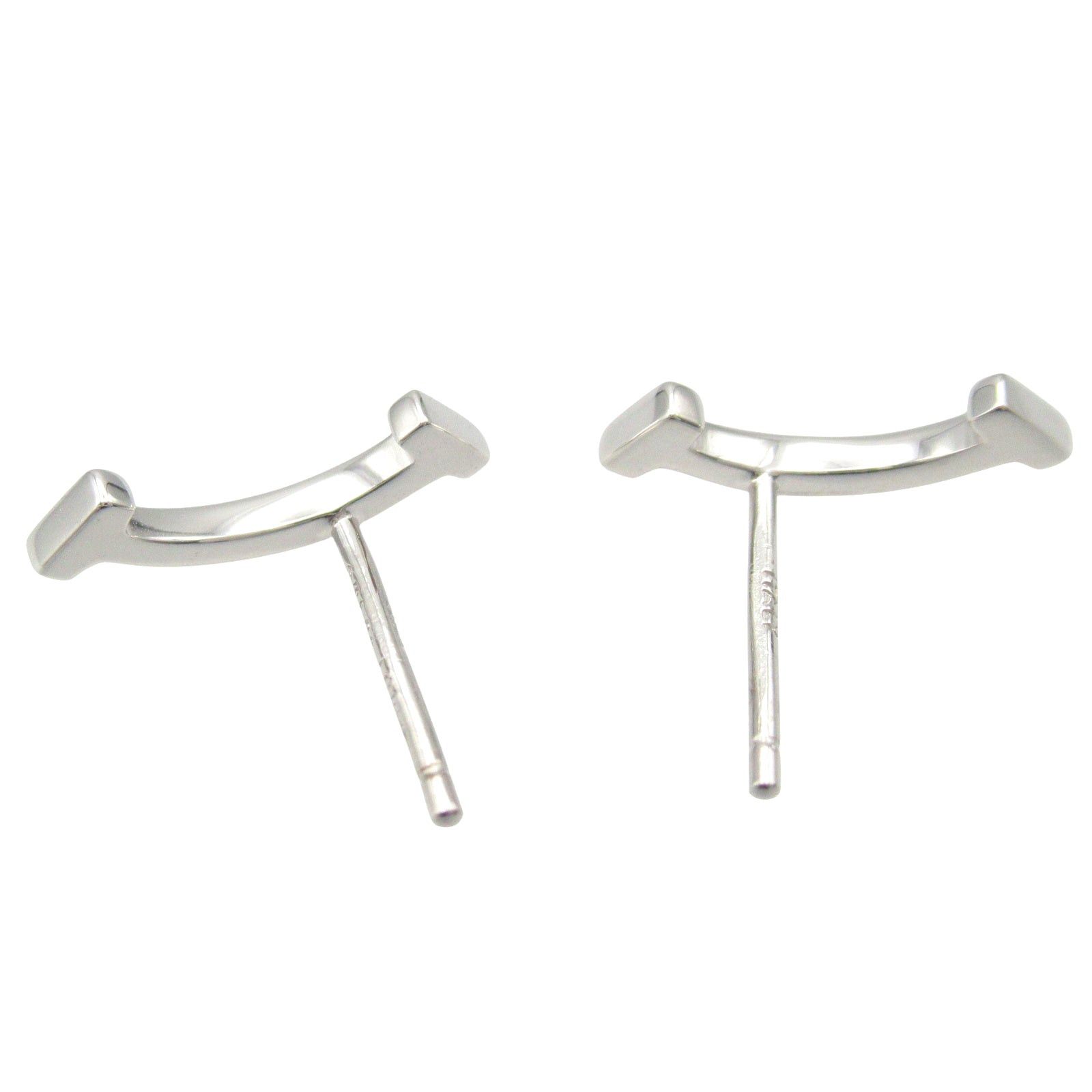 Tiffany & Co. Tiffany Co T-Smile Earrings K18Wg (White Gold) Silver Size ONE SIZE - 3 Thumbnail