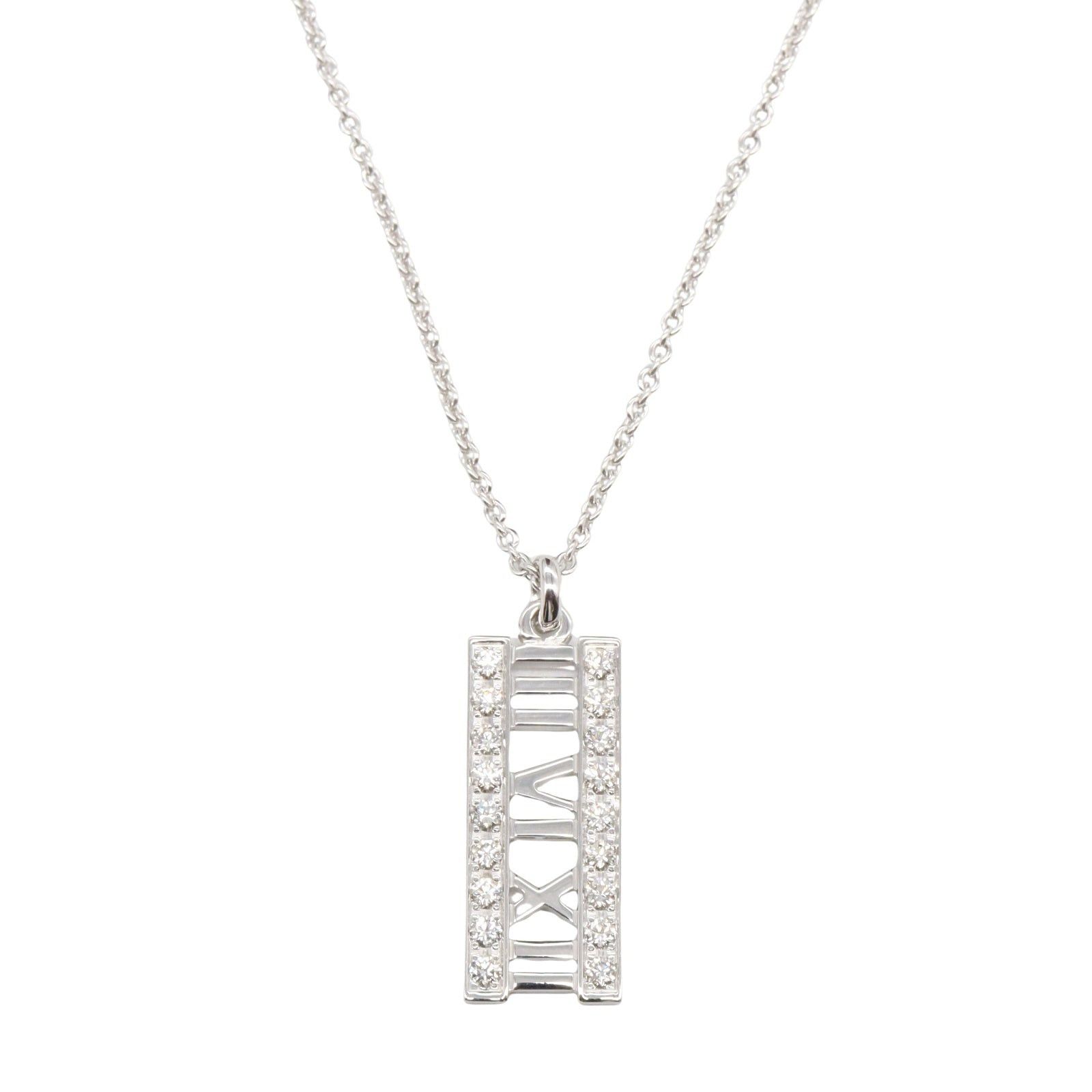 Tiffany & Co. Tiffany Co Atlas Bar Diamond Necklace K18Wg (White Gold) Clear Size ONE SIZE - 2 Thumbnail