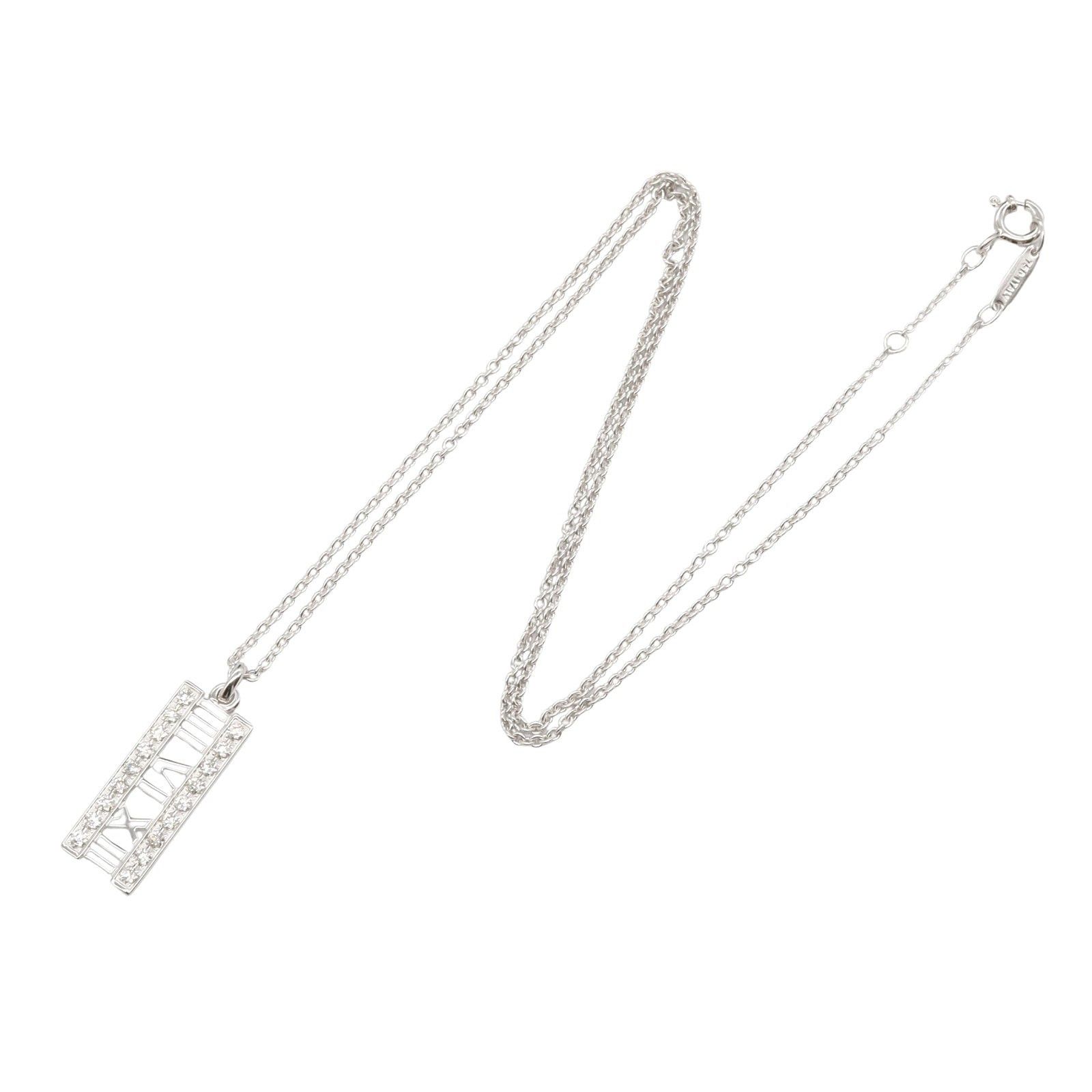 Tiffany & Co. Tiffany Co Atlas Bar Diamond Necklace K18Wg (White Gold) Clear Size ONE SIZE - 3 Thumbnail