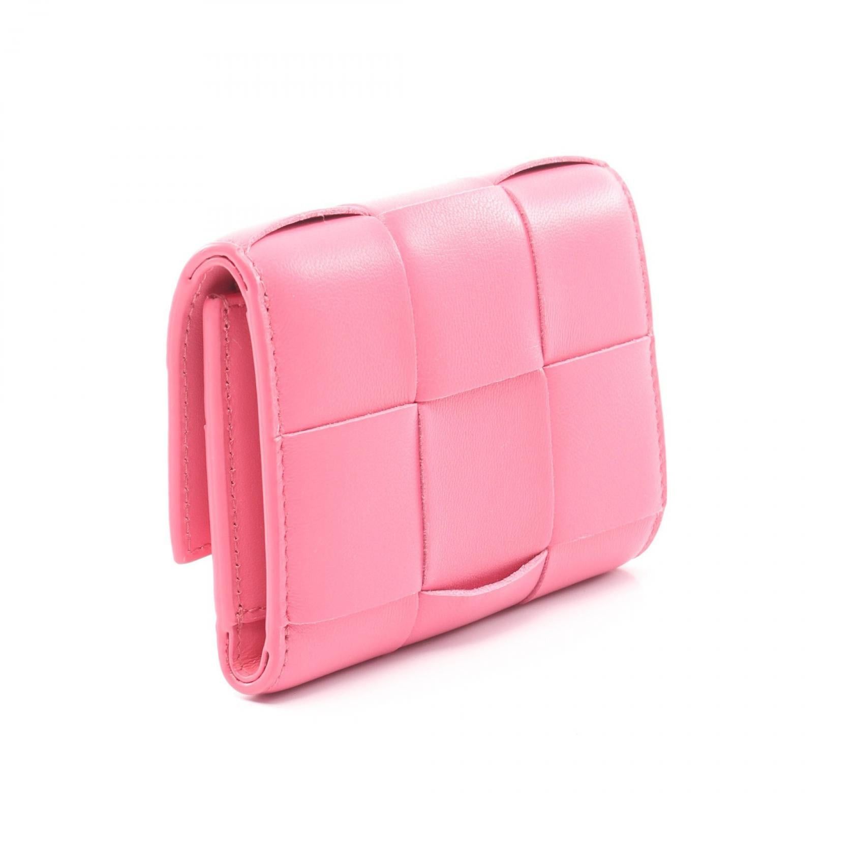 Bottega Veneta Bottega Veneta Cassette Maxi Intrecciato Small Tri-Fold Flap Wallet Trifold Leather Pink Size ONE SIZE - 2 Thumbnail