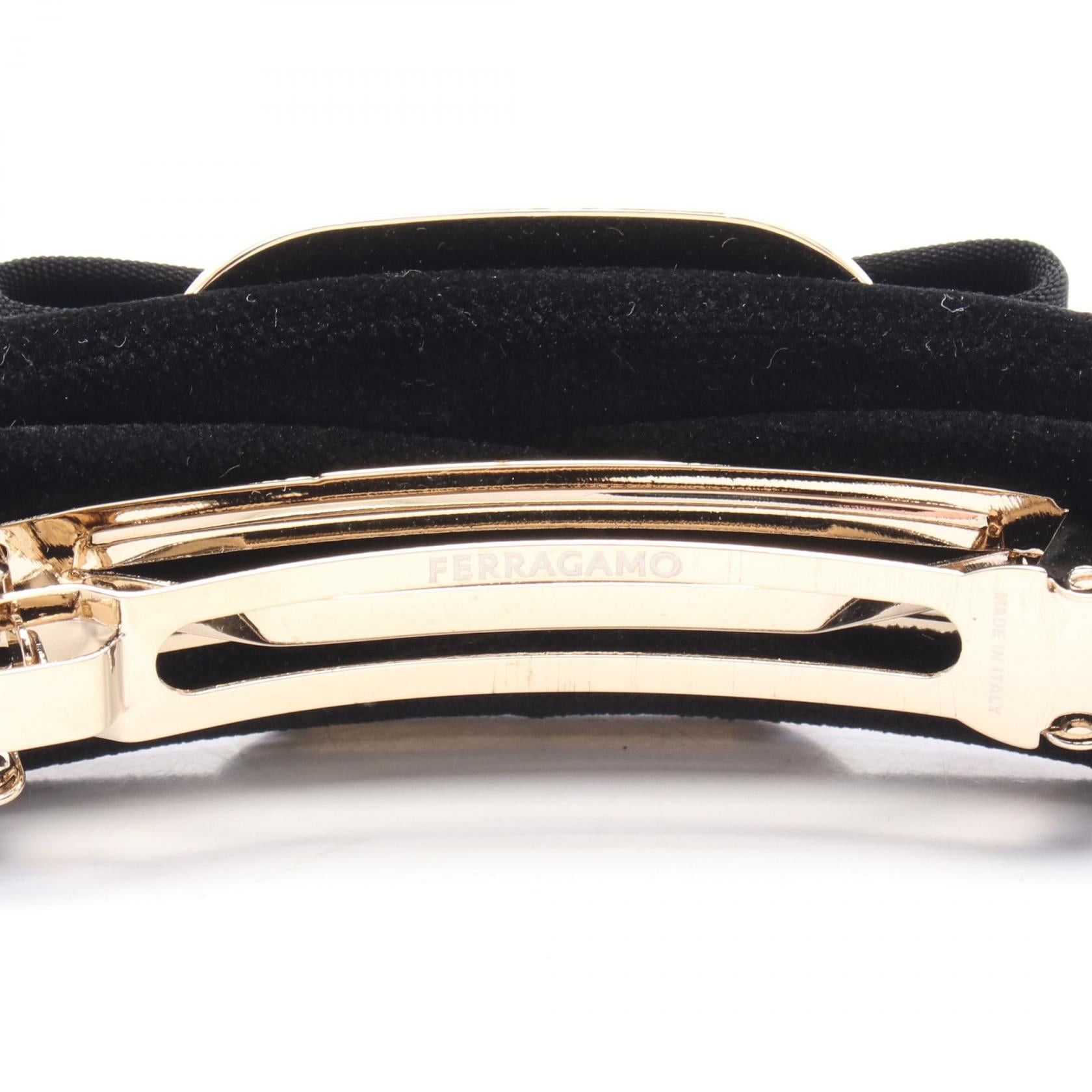 Salvatore Ferragamo Salvatore Ferragamo Ribbon Barretta Gp (Gold Plated) Velvet Crystal Black Gold Clear Size ONE SIZE - 3 Thumbnail