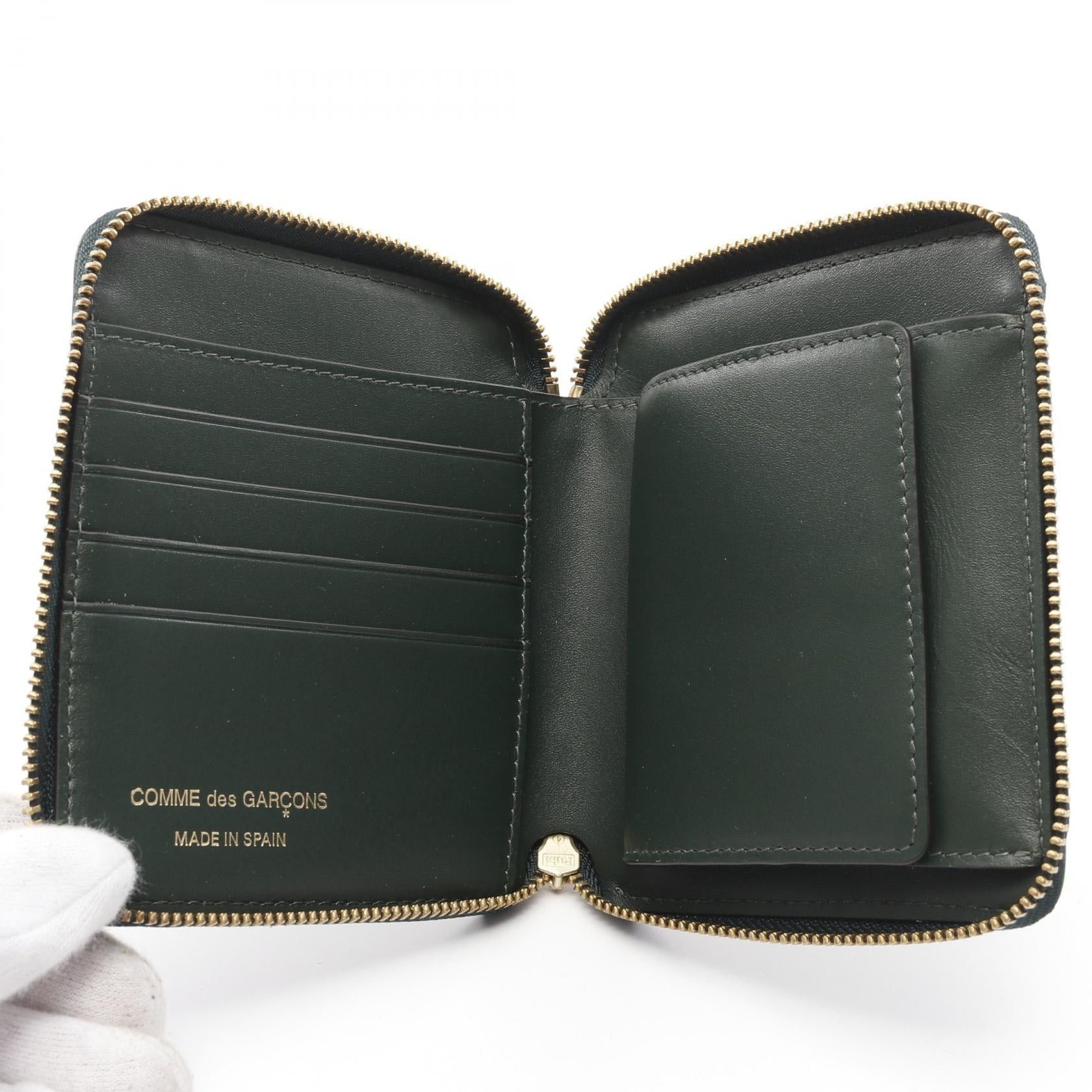 Comme des Garcons Comme Des Garcons Round Zipper Wallet Leather Green Size ONE SIZE - 3 Thumbnail