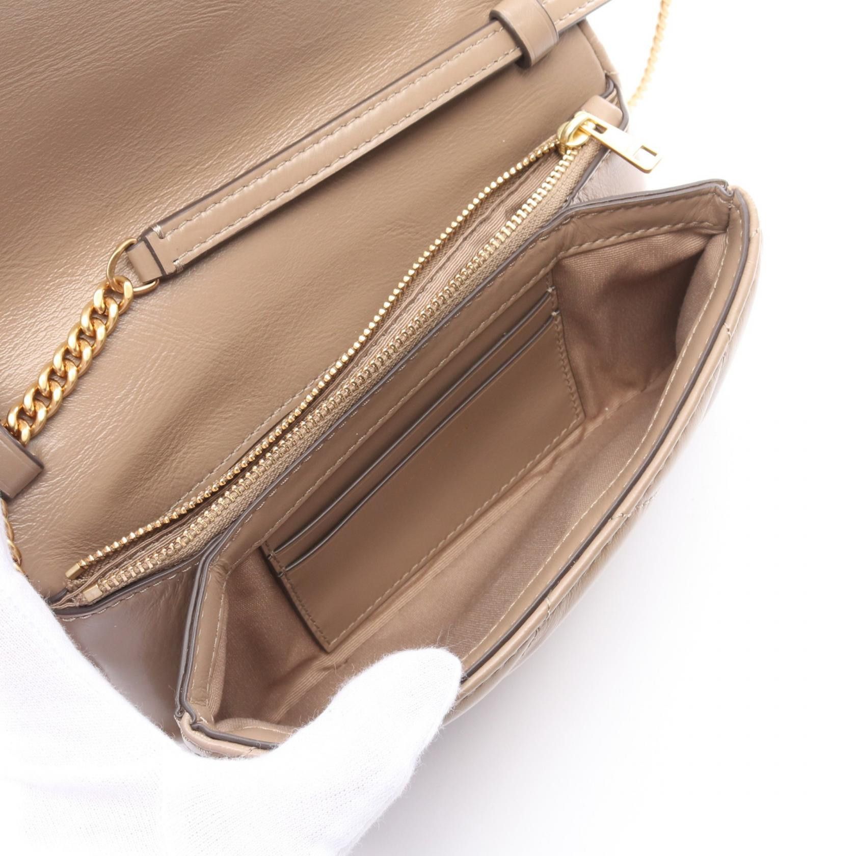 Tory Burch Tory Burch Kira Diamond Shoulder Bag Leather Beige Size ONE SIZE - 3 Thumbnail