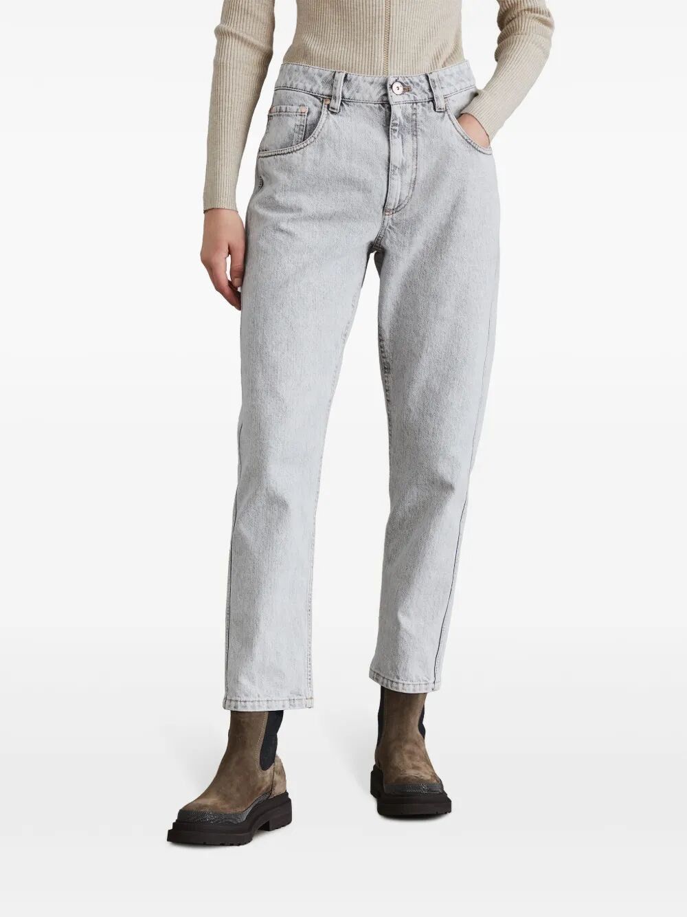 Brunello Cucinelli Denim Straight Pants With `Shiny` Bartack Size 30" / US 8 / IT 44 - 4 Thumbnail