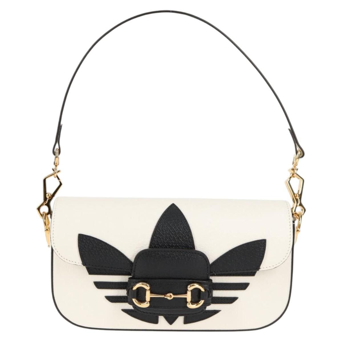 GUCCI Adidas Collaboration Horsebit Bag Leather 2way White 722009