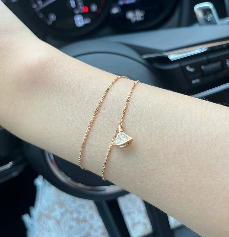 Bottega Veneta BVLGARI Rose Gold Diamond Fan Bracelet Size ONE SIZE - 6 Thumbnail