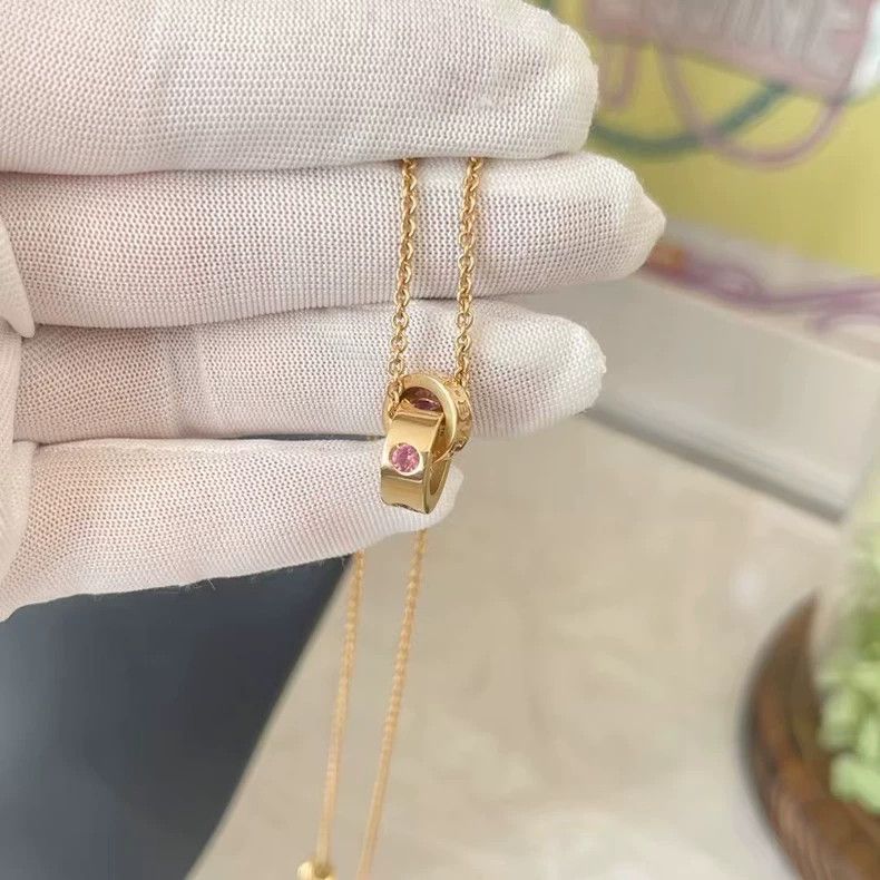 Bvlgari Bvlgari Rose Gold Double Ring Necklace Size ONE SIZE - 4 Thumbnail