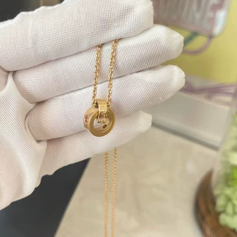 Bvlgari Bvlgari Rose Gold Double Ring Necklace Size ONE SIZE - 5 Thumbnail