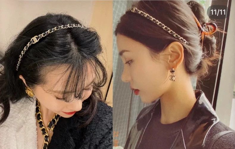 Chanel CHANEL Double C Logo Chain Headband Size ONE SIZE - 7 Thumbnail