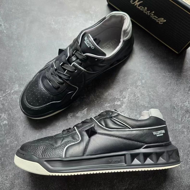 Valentino Valentino Garavani Black Leather Sneakers Size 45 Size US 11 / EU 44 - 2 Thumbnail