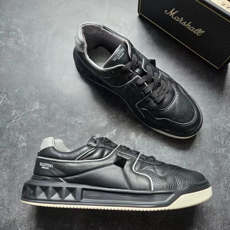 Valentino Valentino Garavani Black Leather Sneakers Size 45 Size US 11 / EU 44 - 3 Thumbnail