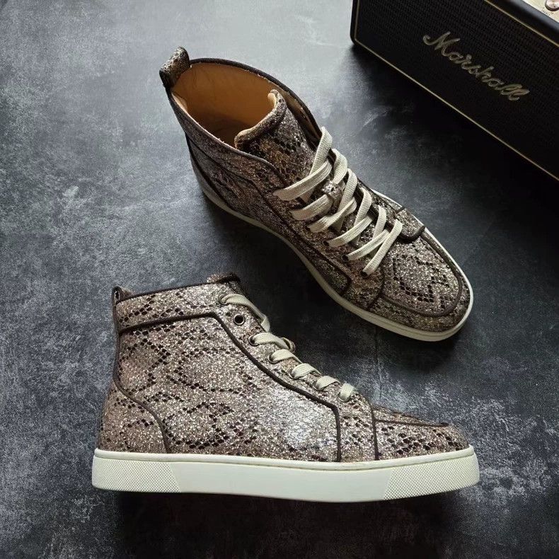 Christian Louboutin Christian Louboutin High-Top Snakeskin Sneakers Size US 10.5 / EU 43-44 - 3 Thumbnail