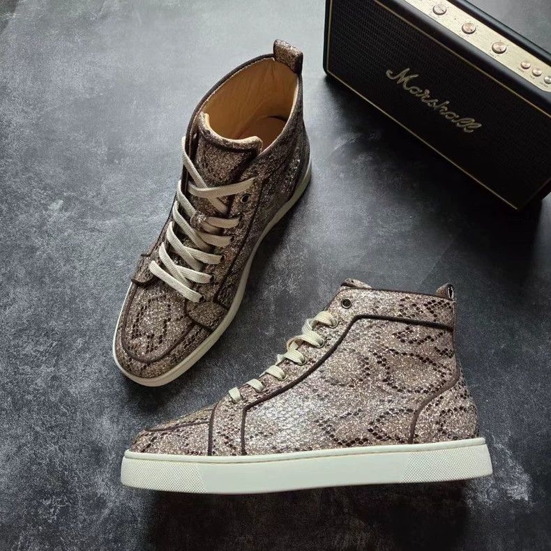 Christian Louboutin Christian Louboutin High-Top Snakeskin Sneakers Size US 10.5 / EU 43-44 - 2 Thumbnail