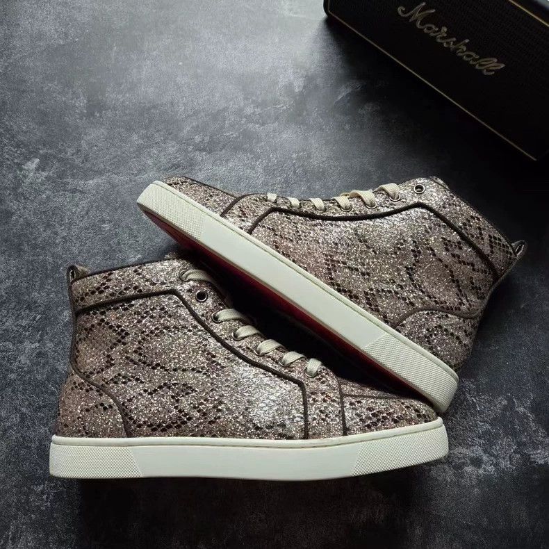 Christian Louboutin Christian Louboutin High-Top Snakeskin Sneakers Size US 10.5 / EU 43-44 - 4 Thumbnail
