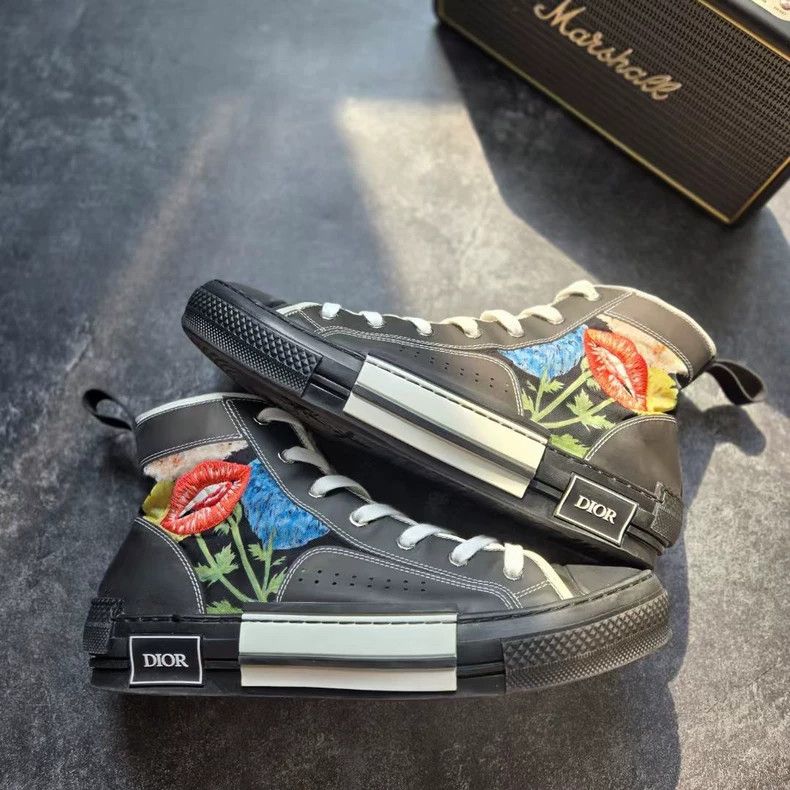 Dior DIOR B23 Black Floral Sneakers Size 41 Size US 11 / EU 44 - 4 Thumbnail