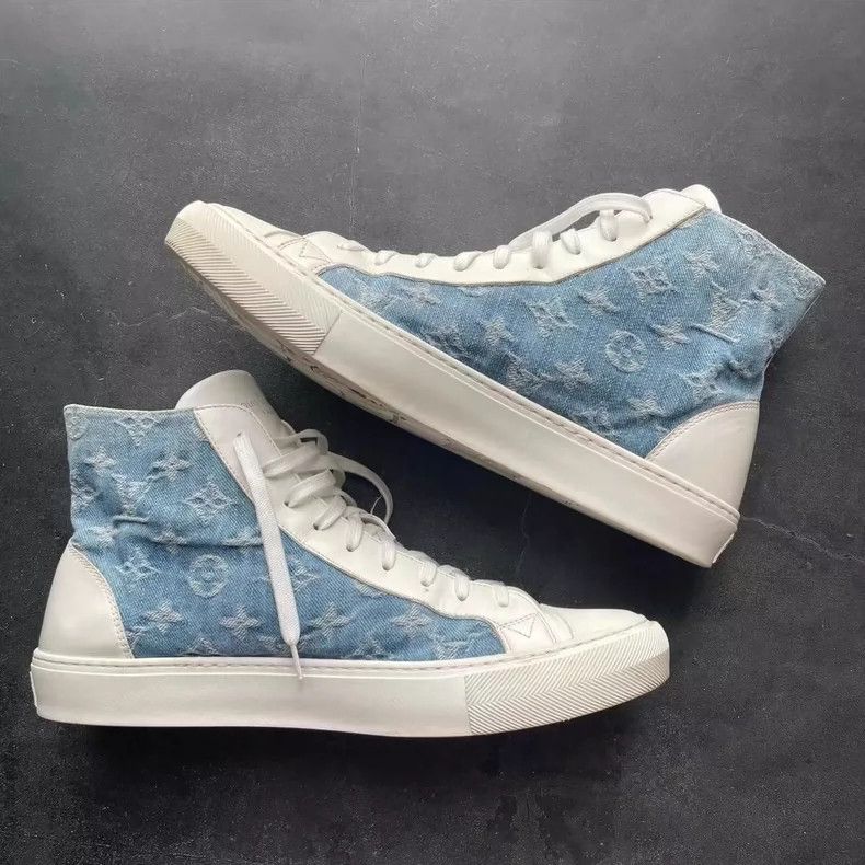 Louis Vuitton LV Tattoo Denim High-Top Sneakers Size 9 Size US 9 / EU 42 - 4 Thumbnail
