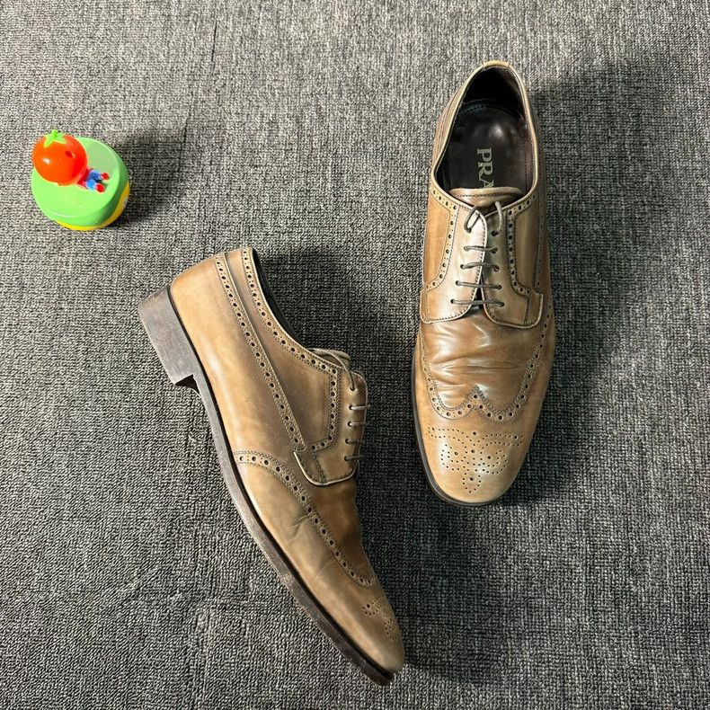 Prada Prada Bronze Derby Leather Shoes Size 9 Size US 9 / EU 42 - 3 Thumbnail